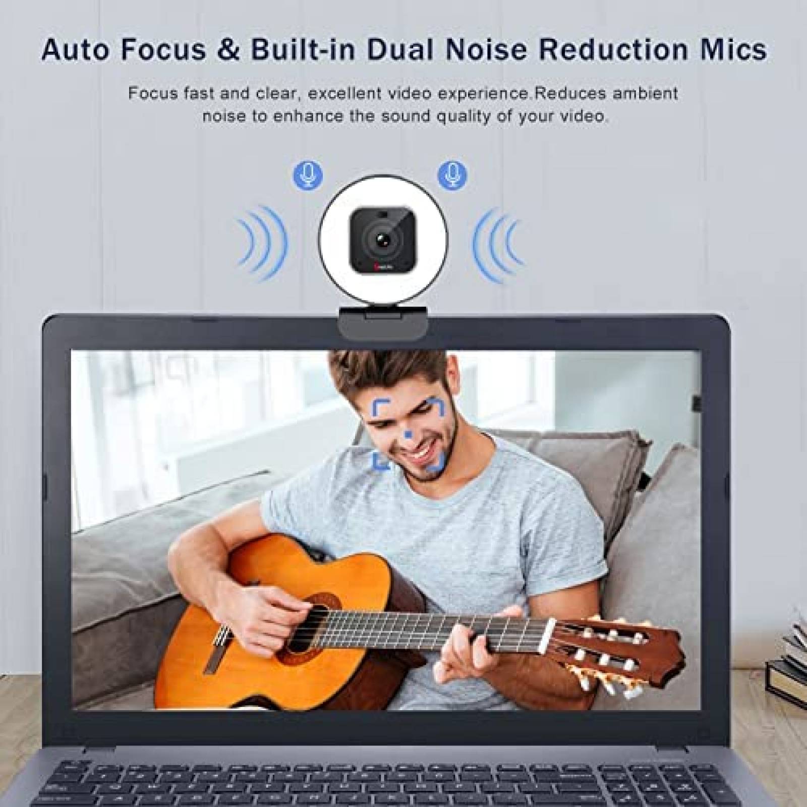 Webcam Angetube 4K Enfoque Automatico Microfono USB -Blanco