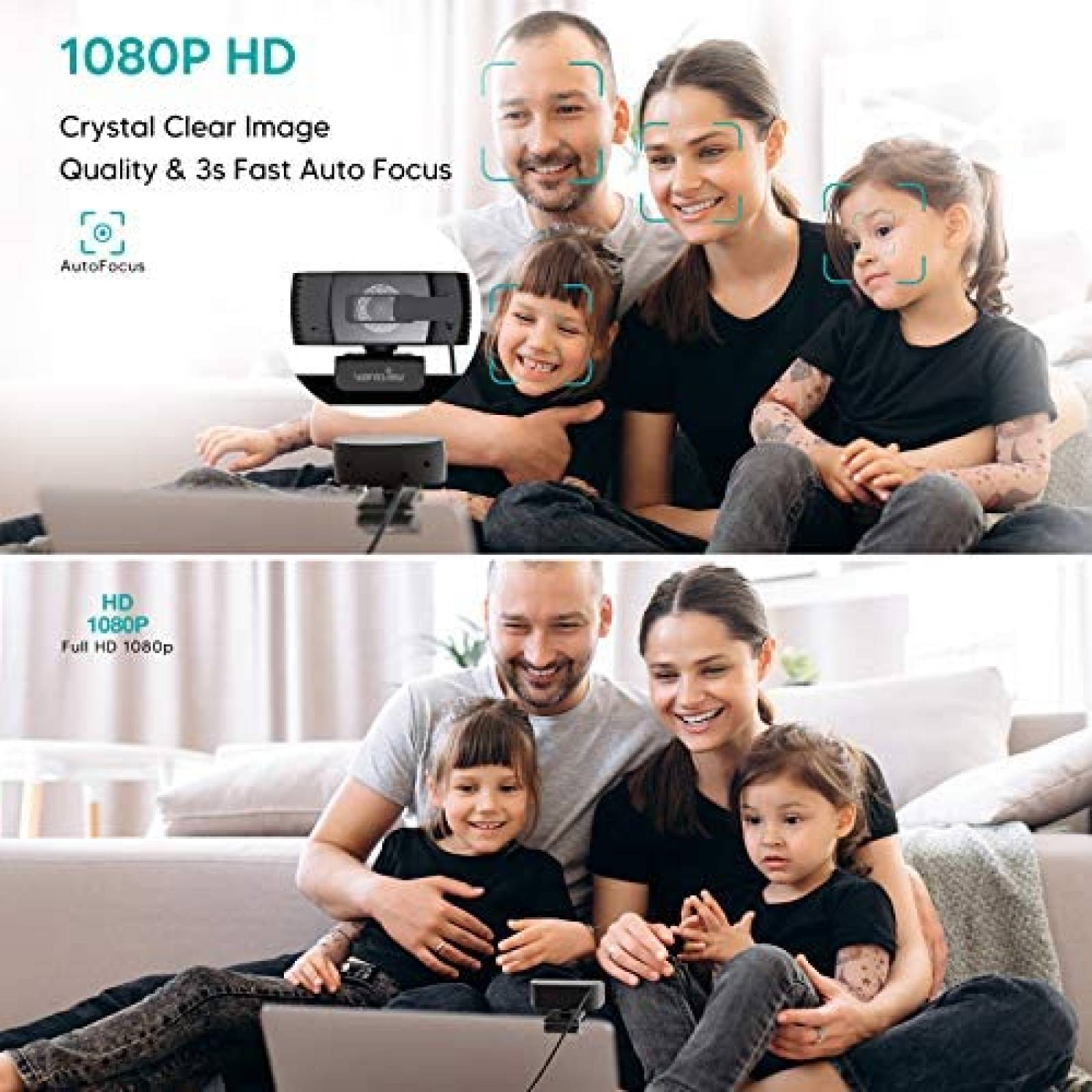 Webcam con microfono Wansview USB de 1080P HD -Negro