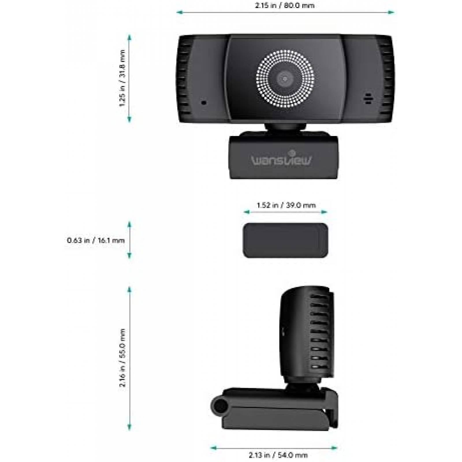 Webcam con microfono Wansview USB de 1080P HD -Negro