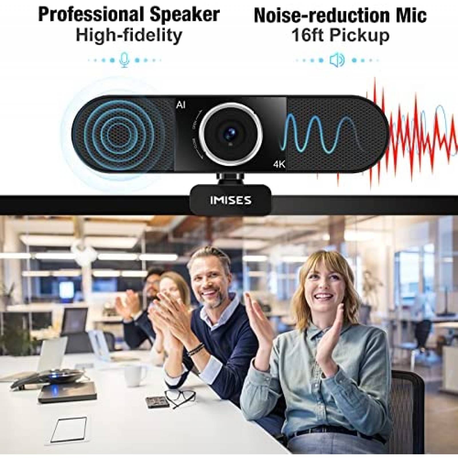 Webcam IMiSES 3 en 1 4K UHD Protector de Privacidad -Negro