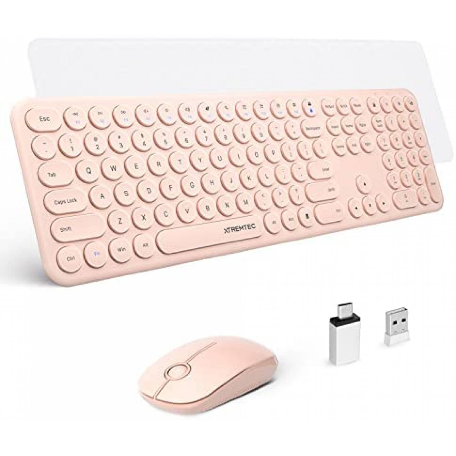  Juego de teclado y mouse inalámbricos, dulce combinación de  lindos colores, USB 2.4G, teclado ergonómico y mouse para computador  portátil y de escritorio, Mac. : Electrónica