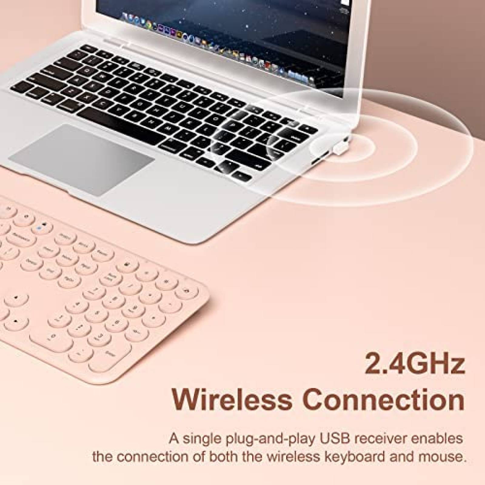 Teclado+Mouse xtremtec Inalambrico para Computadora -Rosa