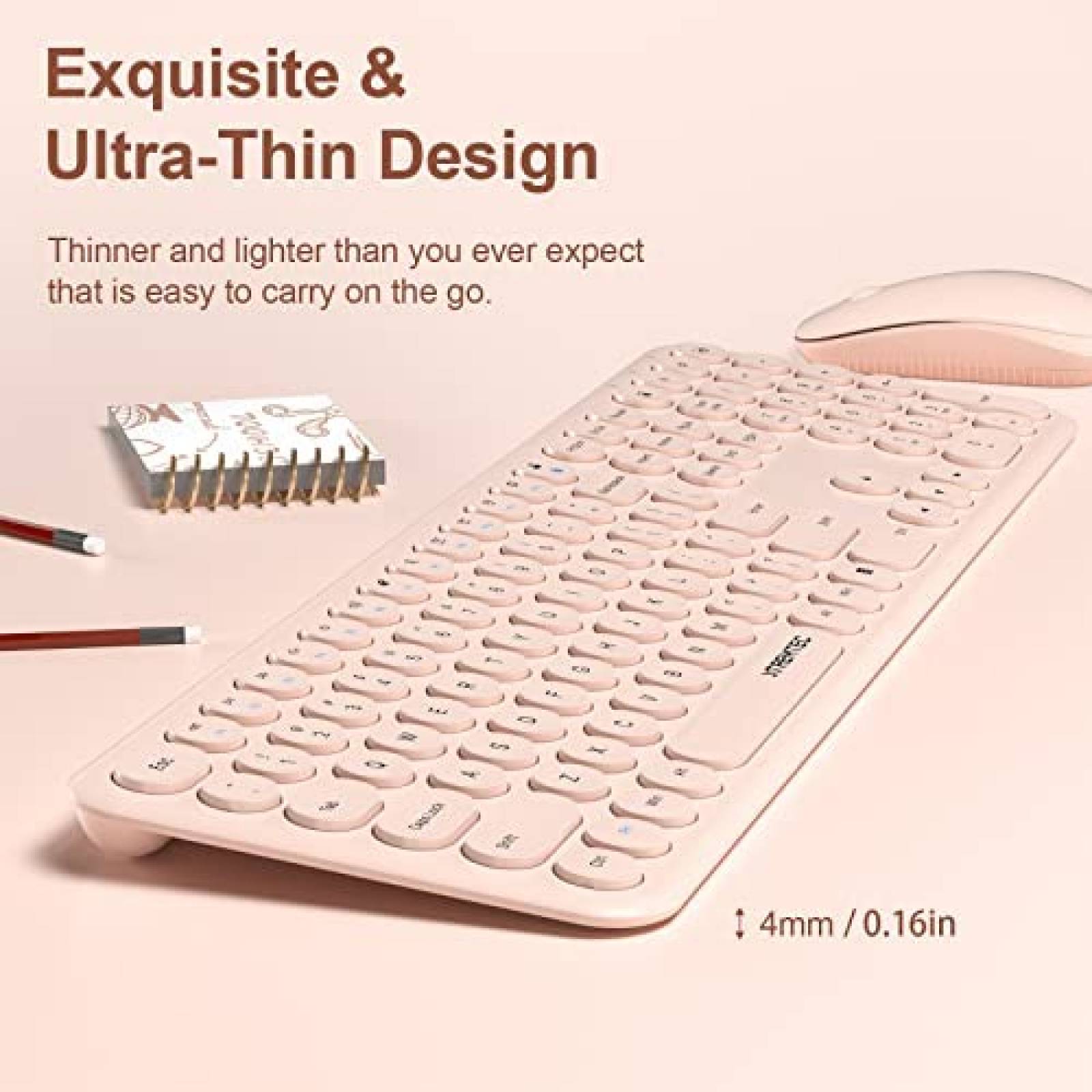 Teclado+Mouse xtremtec Inalambrico para Computadora -Rosa