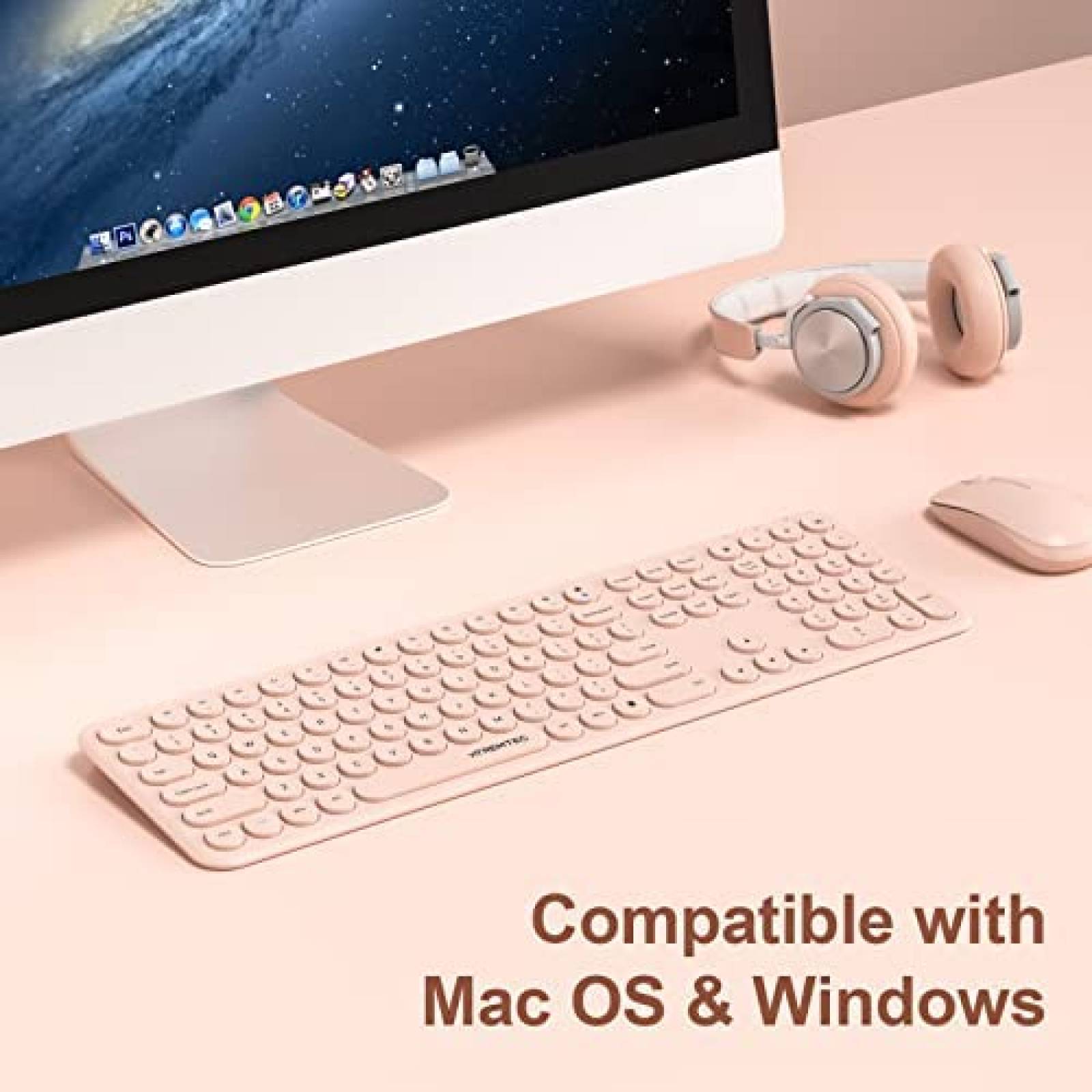 Teclado+Mouse xtremtec Inalambrico para Computadora -Rosa