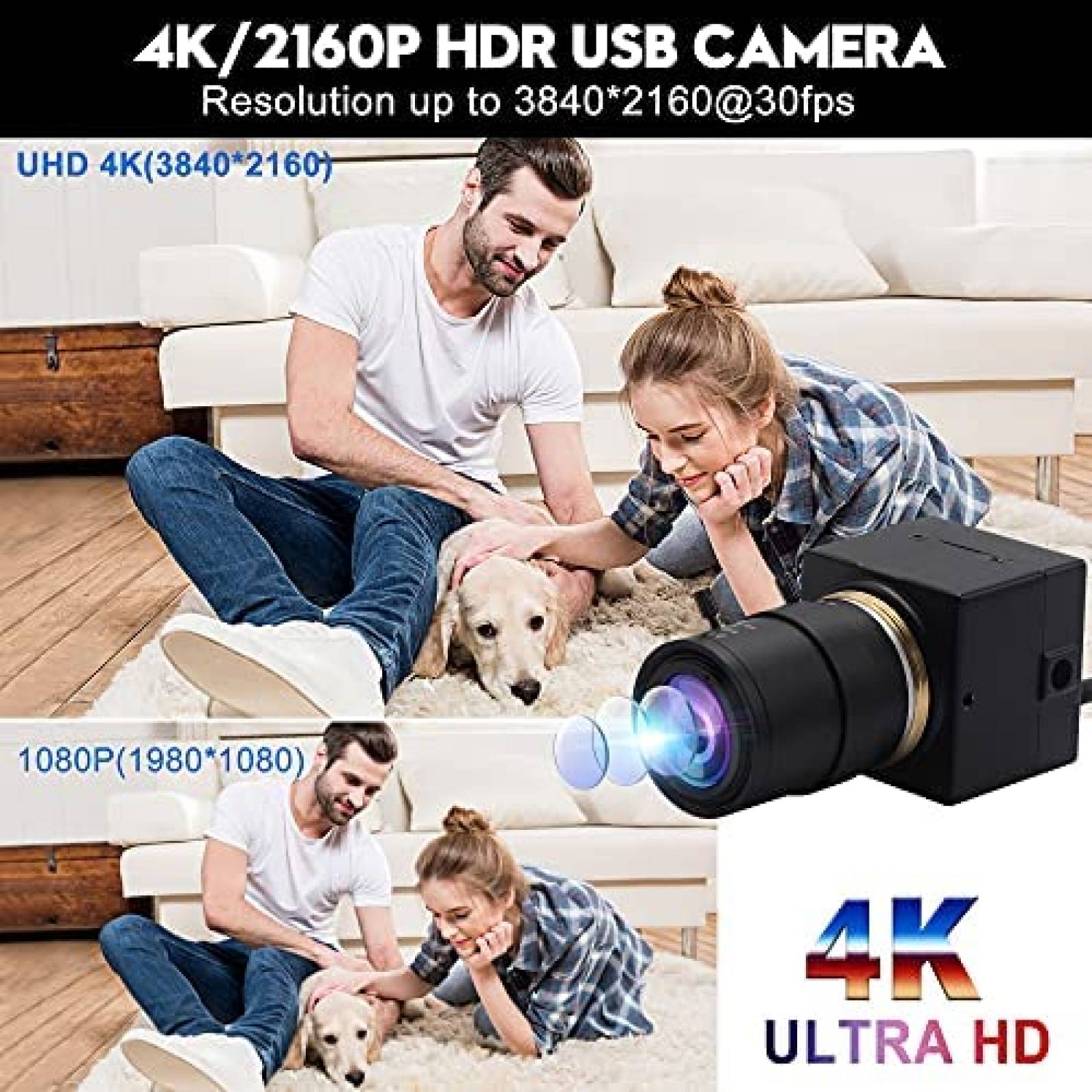Webcam ALPCAM 4K 30 fps USB Ultra HD 2160P con Zoom optico