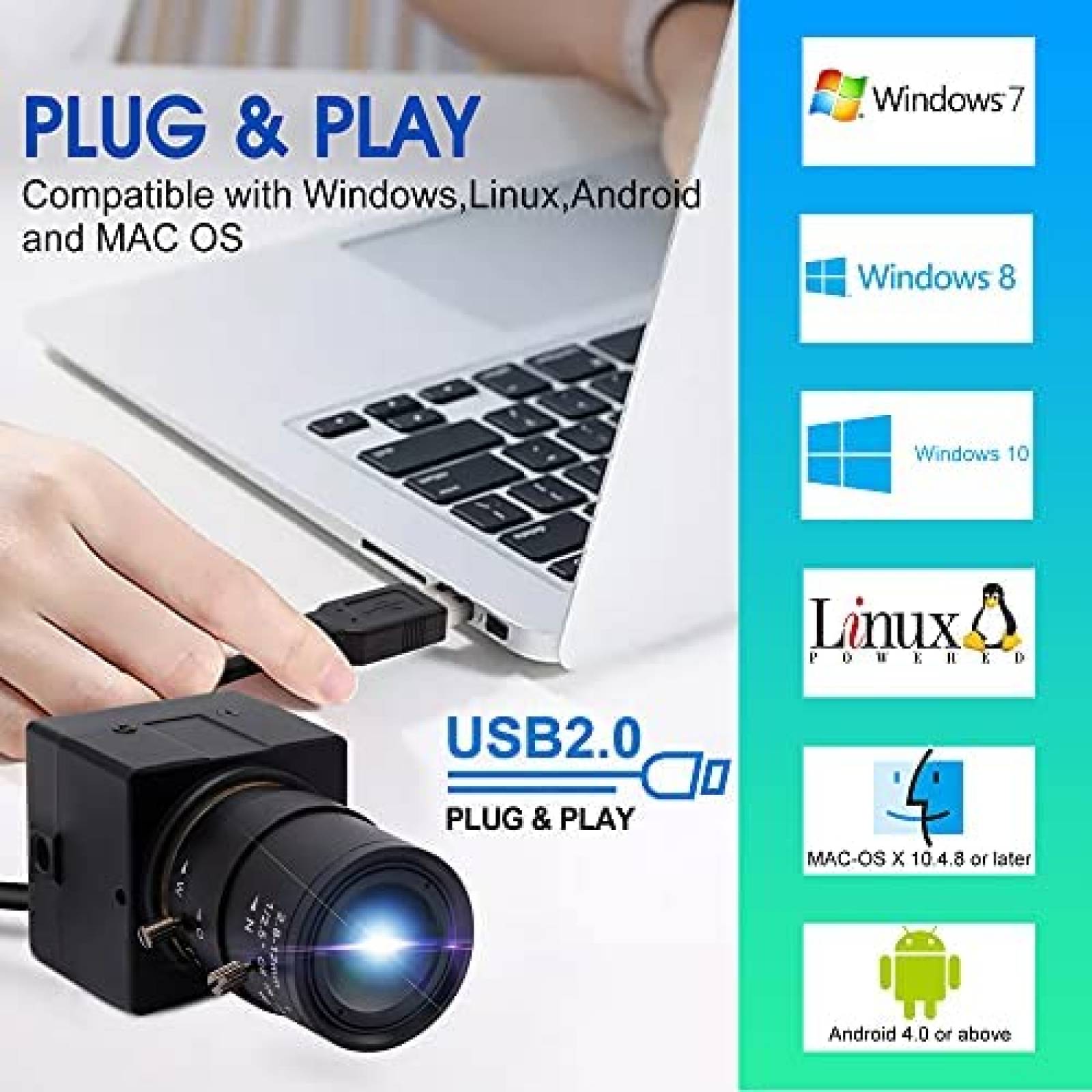 Webcam ALPCAM 4K 30 fps USB Ultra HD 2160P con Zoom optico