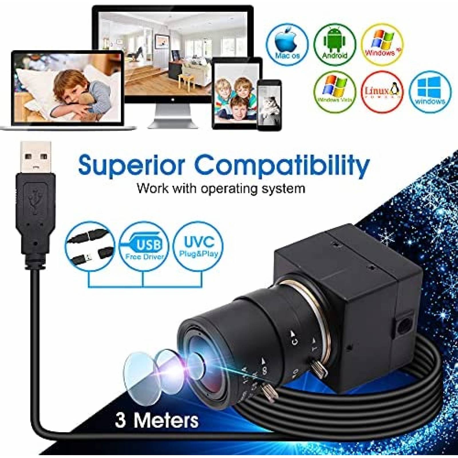 Webcam ALPCAM 4K 30 fps USB Ultra HD 2160P con Zoom optico