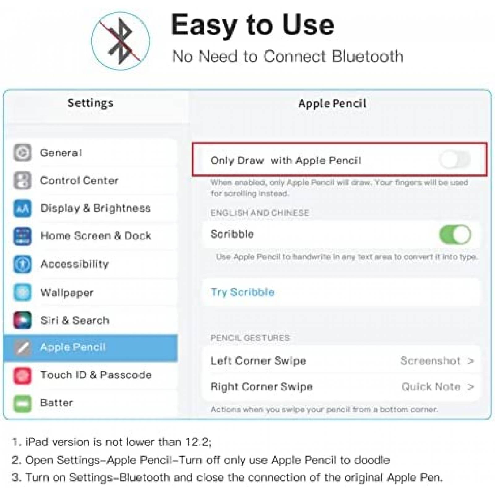 Pluma Stylus Dirrelo Compatible con iPad 2018-2022 -Blanco