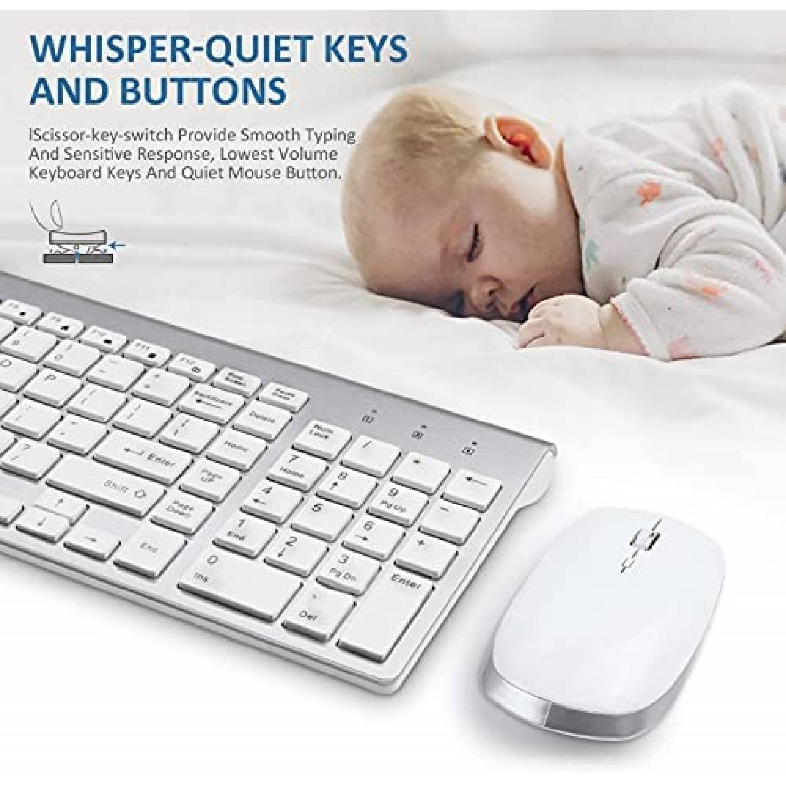 Combo Teclado y Mouse FENIFOX Bluetooth USB -Blanco