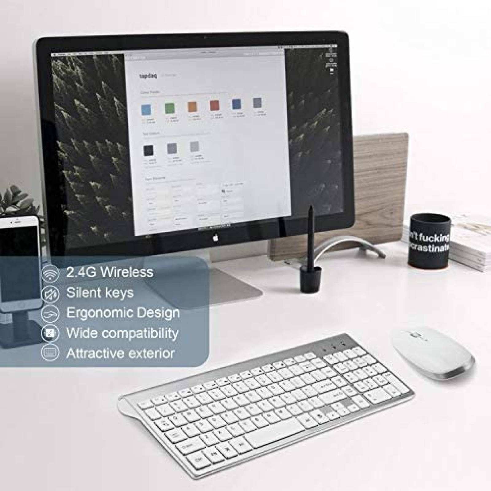 Combo Teclado y Mouse FENIFOX Bluetooth USB -Blanco