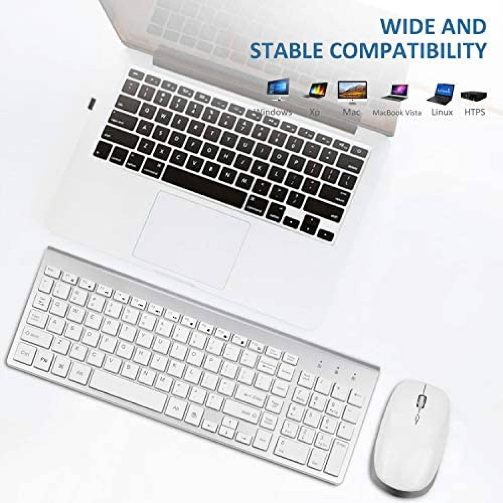 Combo Teclado y Mouse FENIFOX Bluetooth USB -Blanco