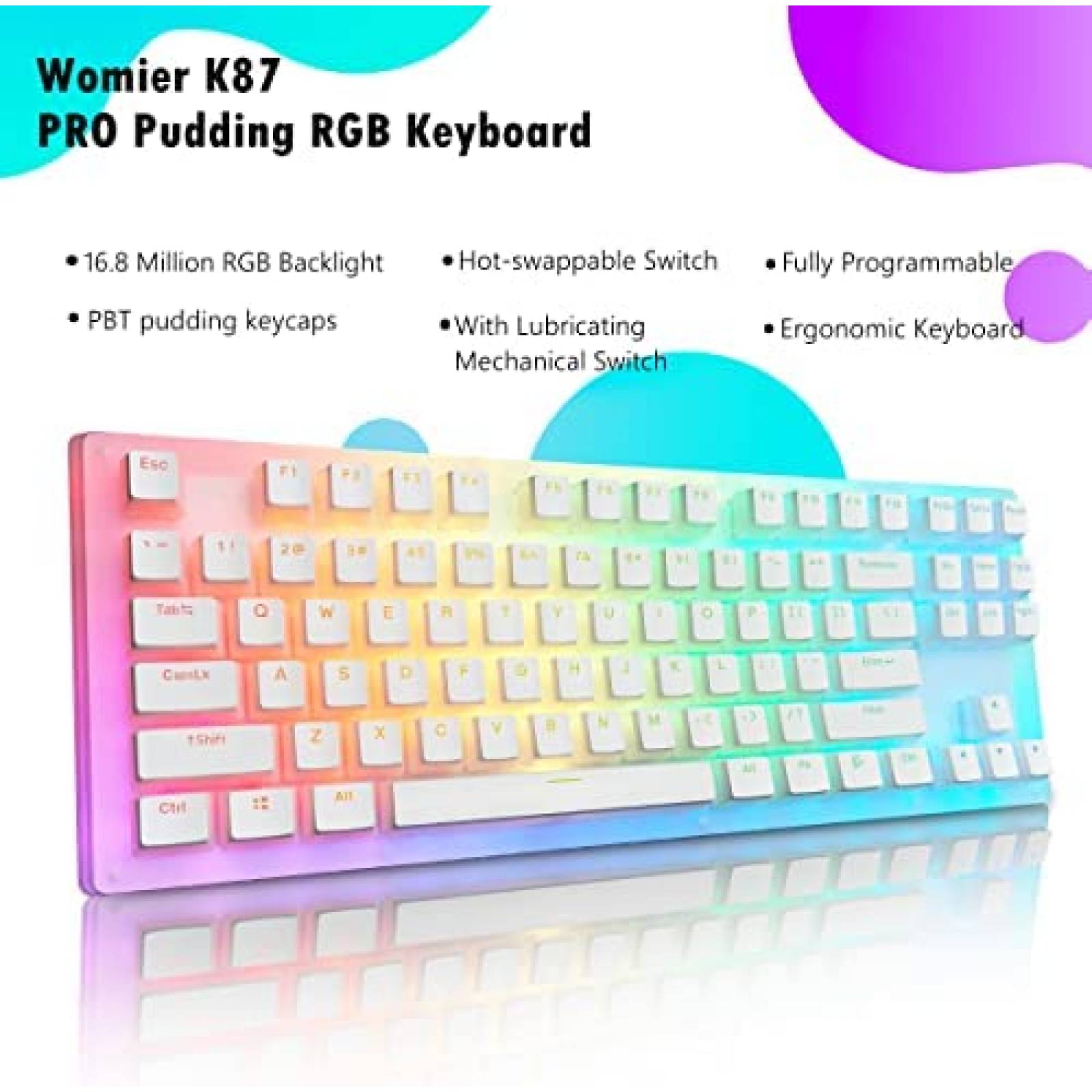Teclado Gamer XVX Womier K87 PRO Inalambrico Mecanico RGB