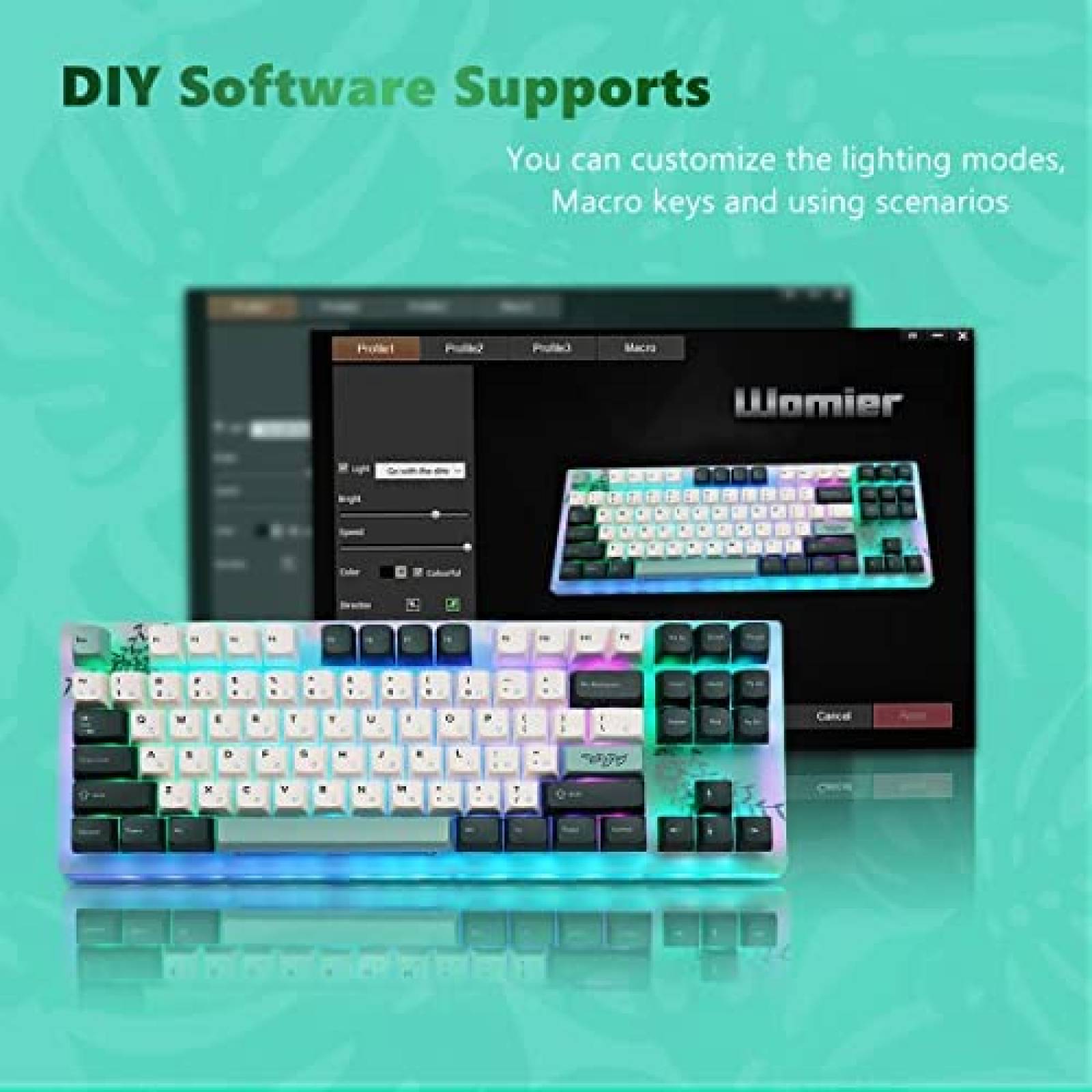 Teclado Gamer Womier K87 87 Teclas Mecanico -Amarillo