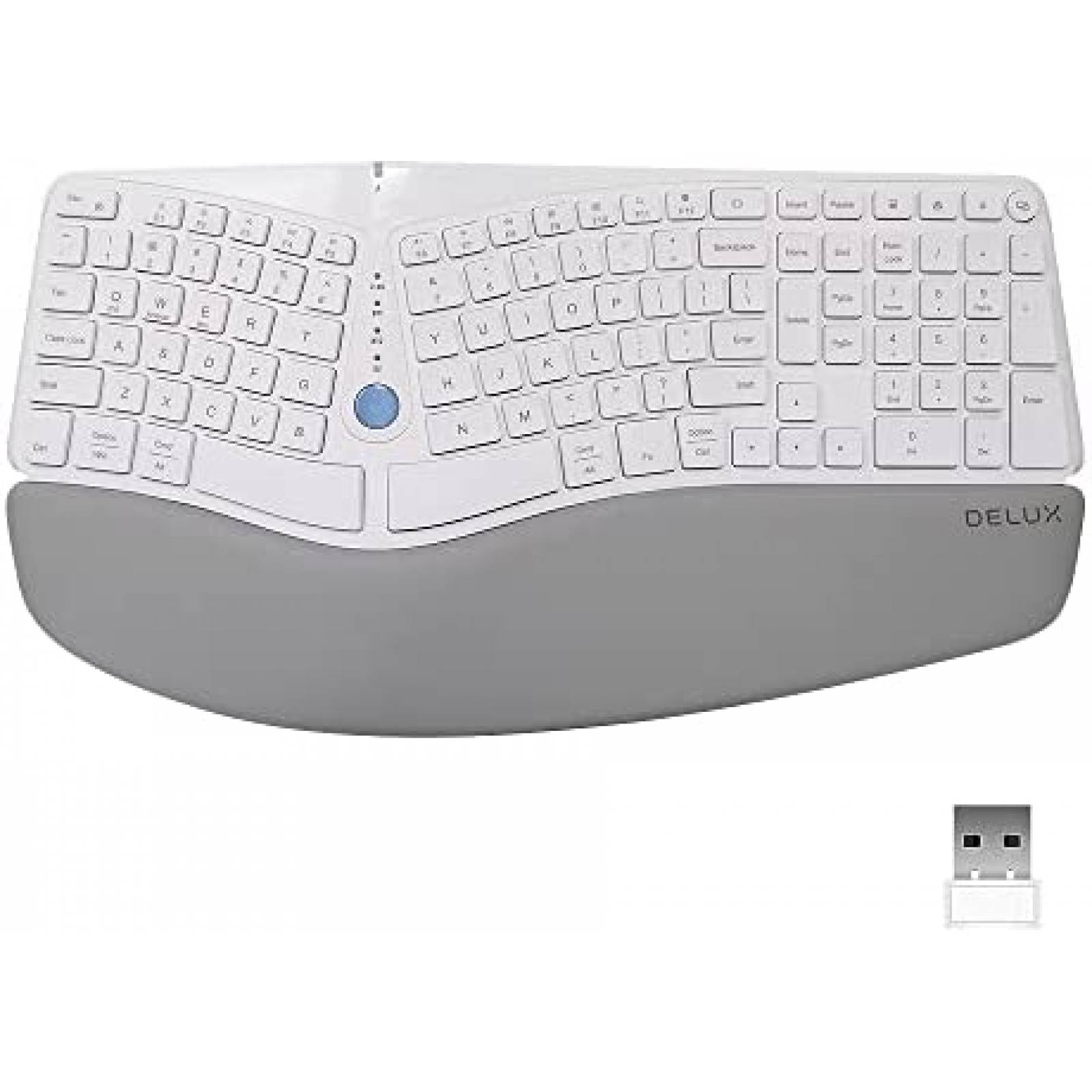 Teclado Ergonomico Bluetooth DeLUX GM901D 107 Teclas -Blanco