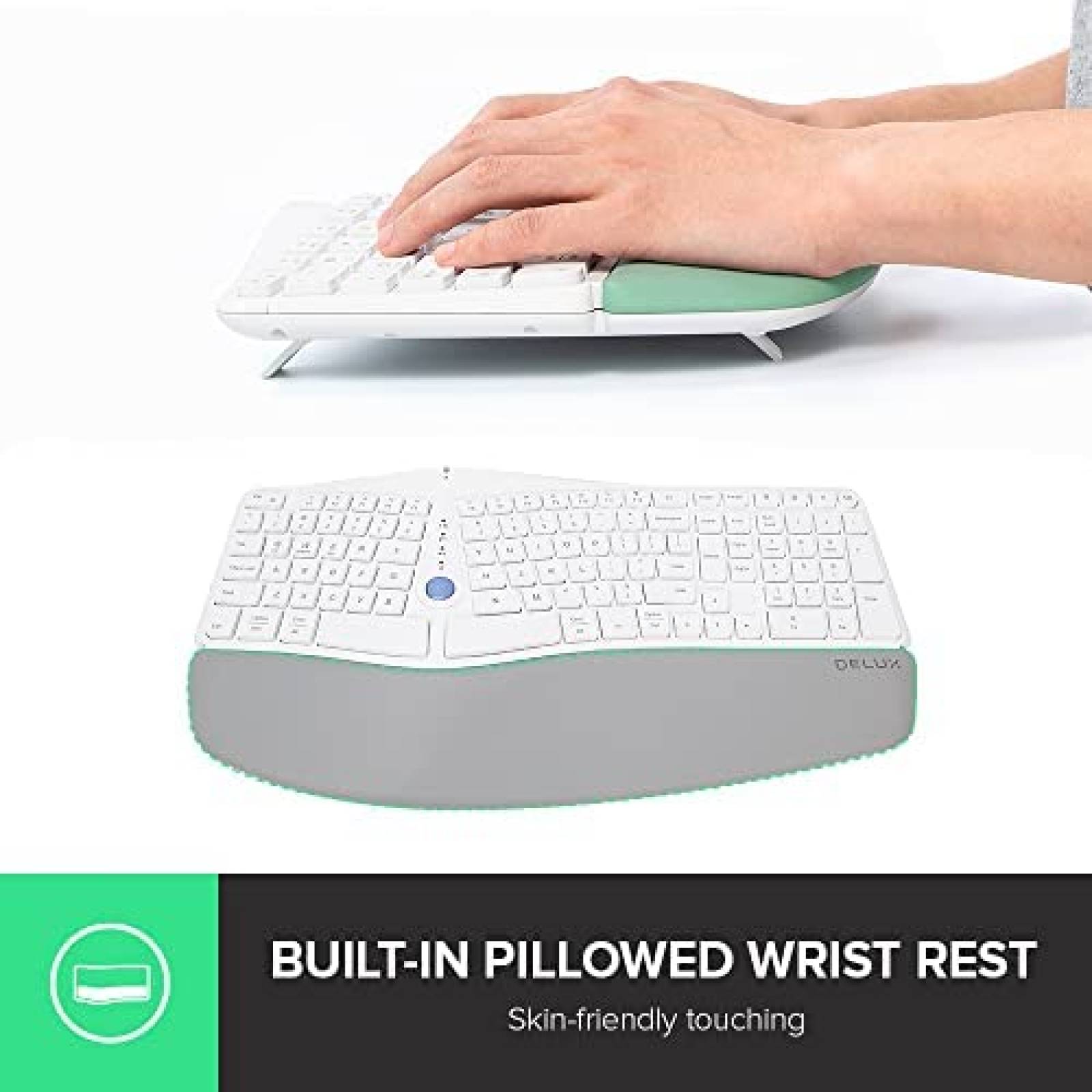 Teclado Ergonomico Bluetooth DeLUX GM901D 107 Teclas -Blanco