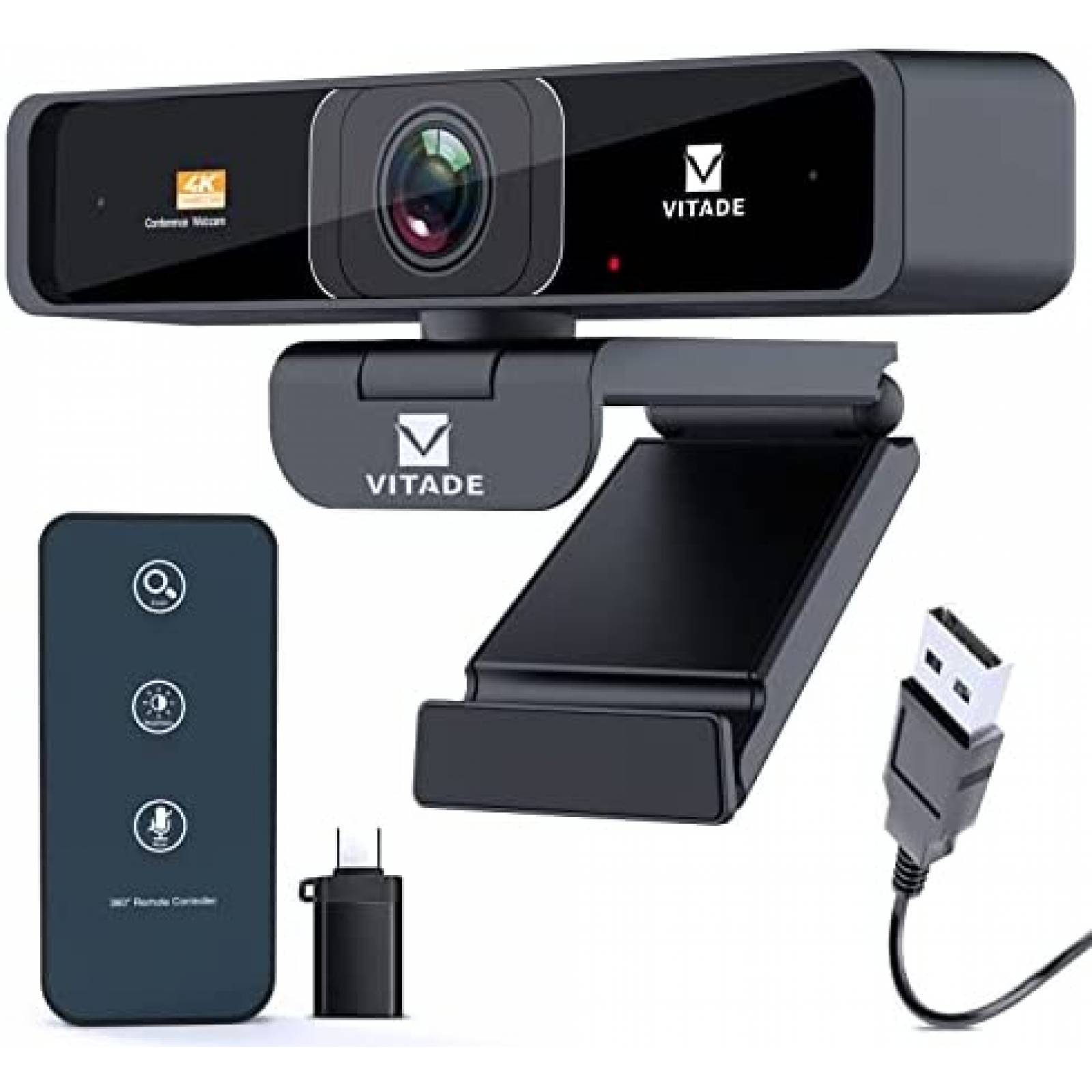 Webcam VITADE 4K Control Remoto Microfono Con Sensor -Negro