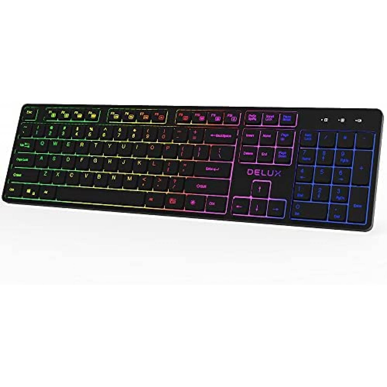 Teclado gamer RGB DeLUX SK800GL de 104 Teclas -Negro