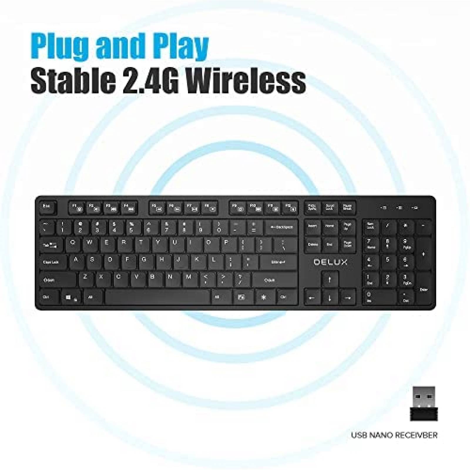 Teclado gamer RGB DeLUX SK800GL de 104 Teclas -Negro