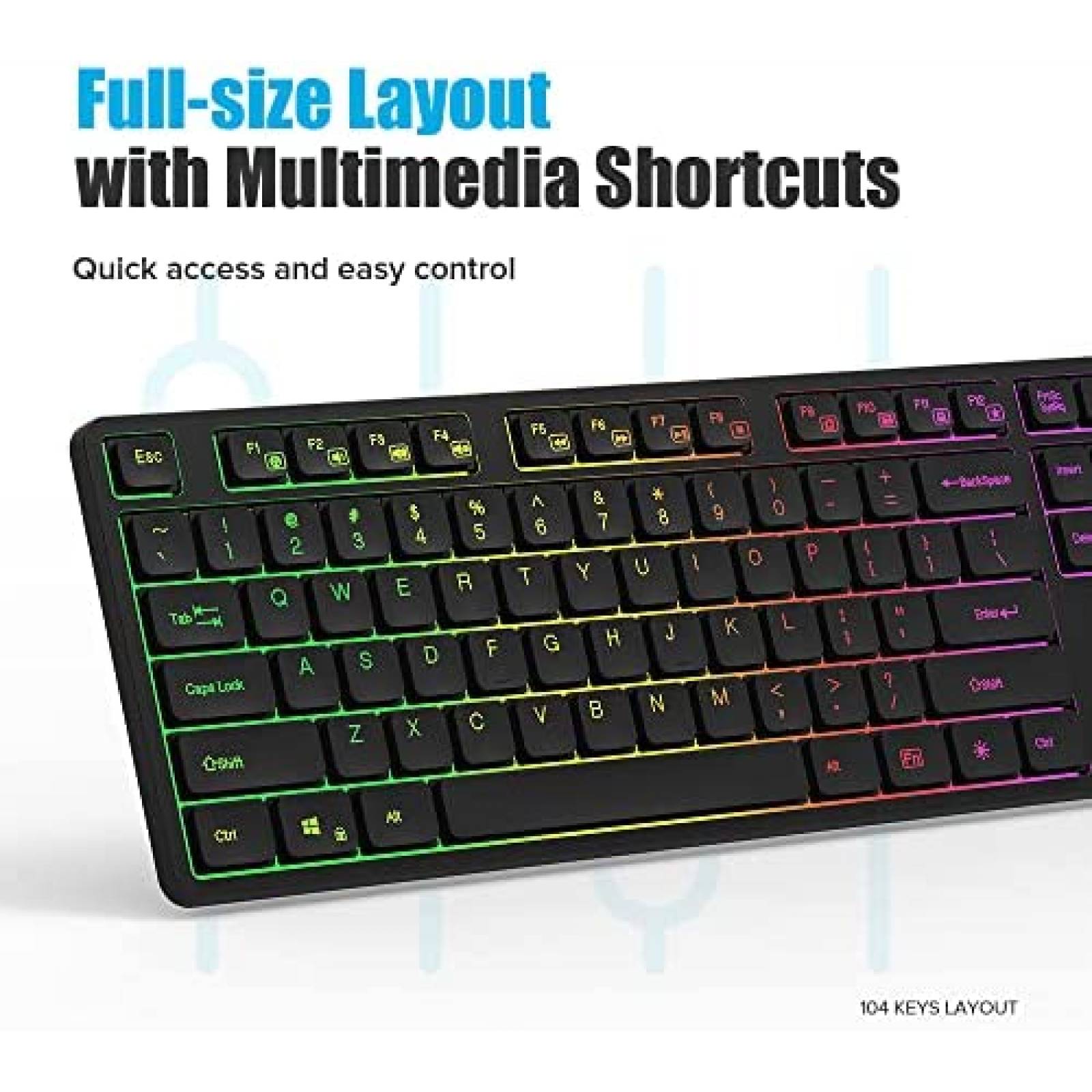Teclado gamer RGB DeLUX SK800GL de 104 Teclas -Negro