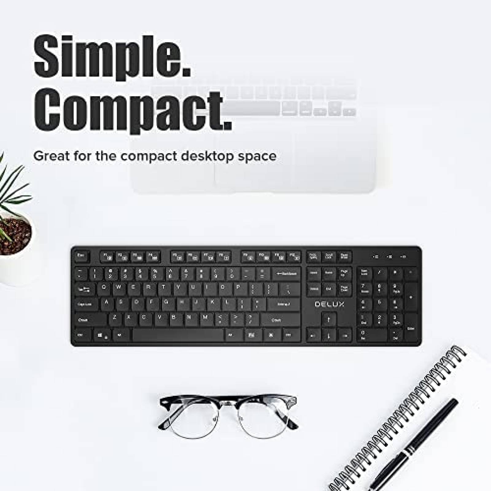 Teclado gamer RGB DeLUX SK800GL de 104 Teclas -Negro