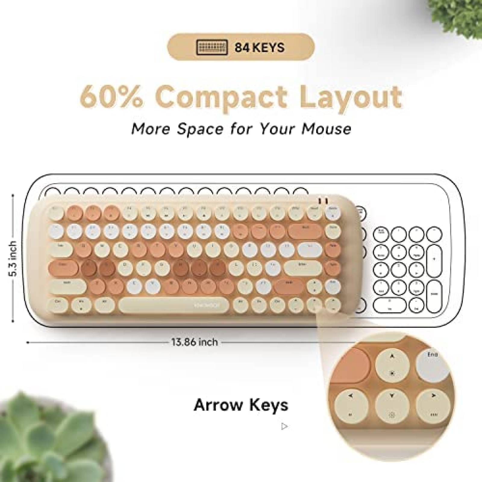 Teclado Mecanico Retro KNOWSQT LED de 84 Teclas -Beige