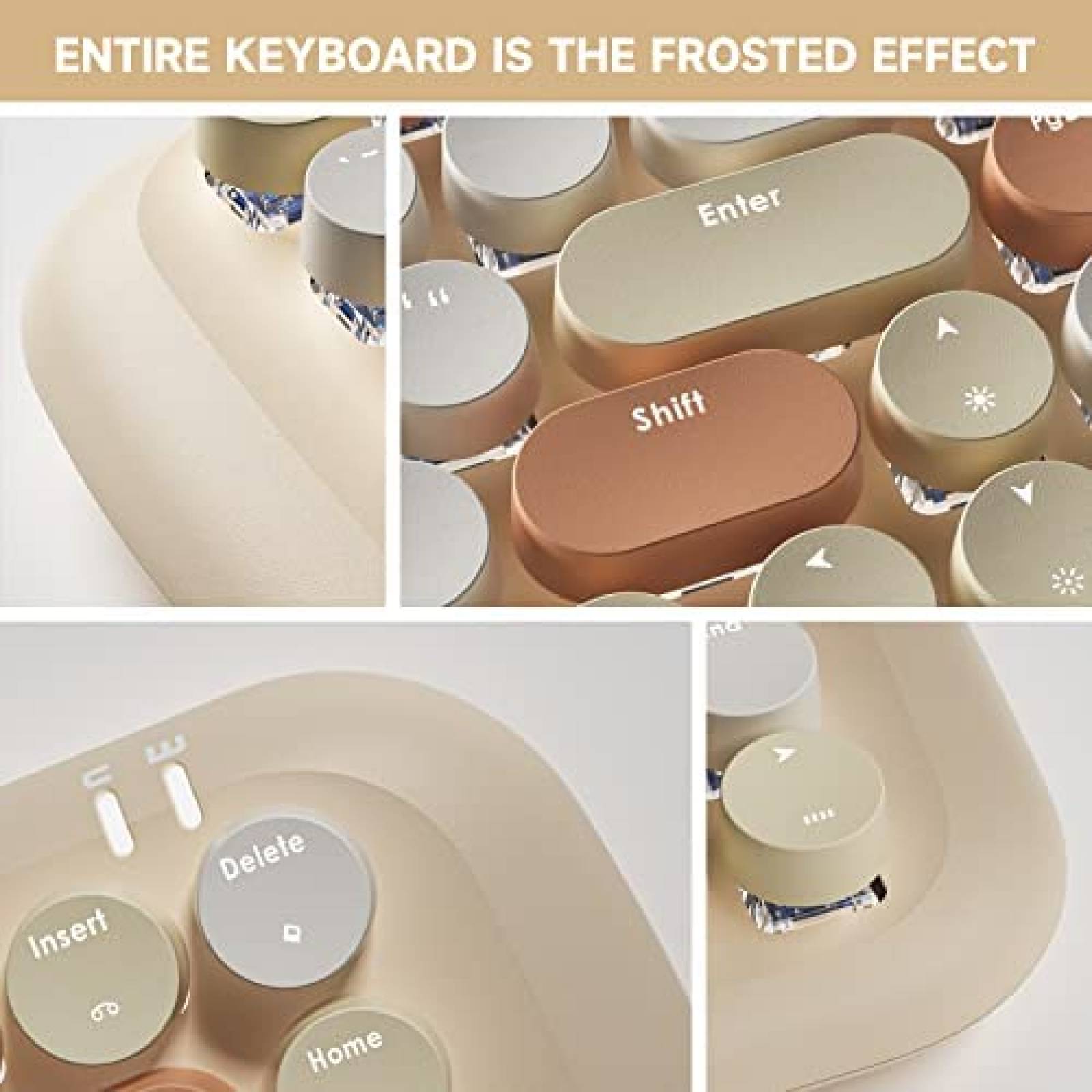 Teclado Mecanico Retro KNOWSQT LED de 84 Teclas -Beige