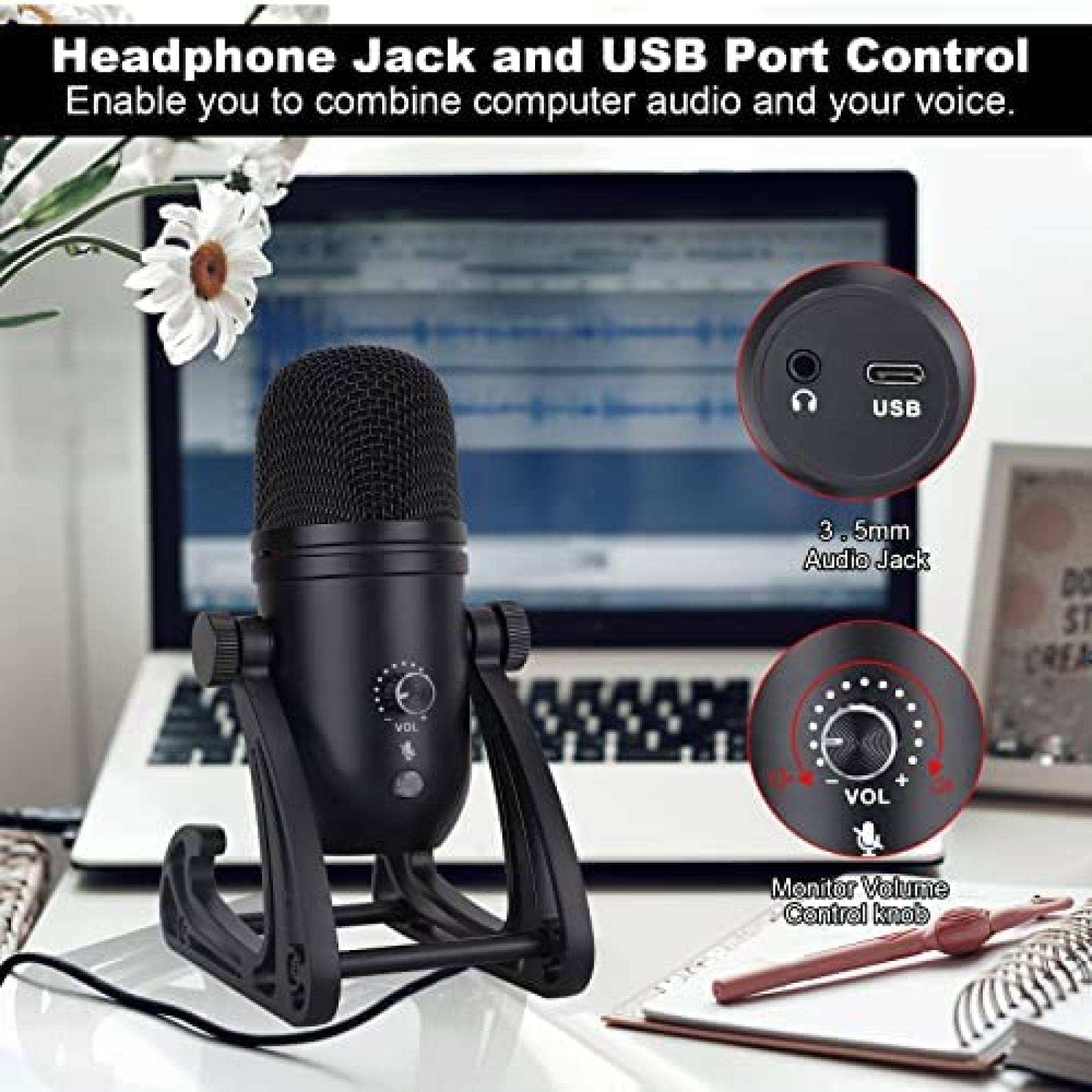 Microfono de Condensador MSIZOY para Transmision Podcasting