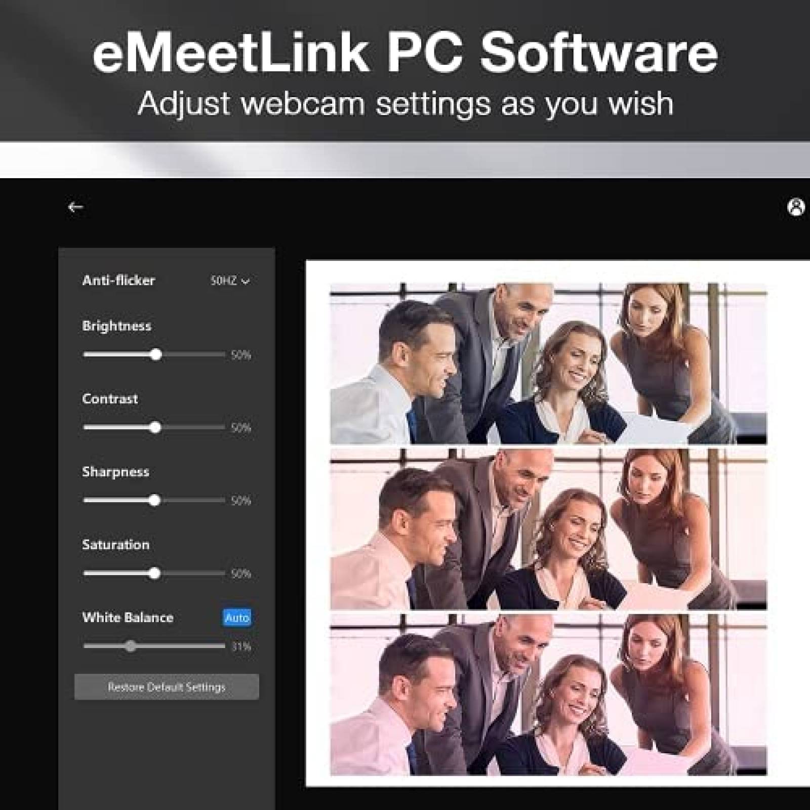 Webcam 3 en 1 EMEET 4 Microfonos y Reduccion de Ruido -Negro