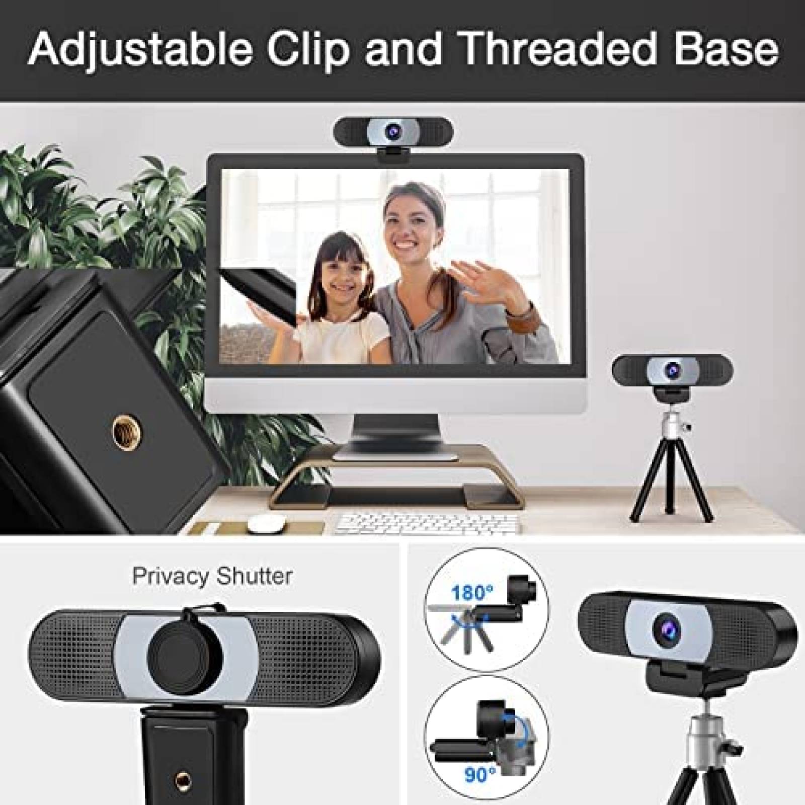 Webcam 3 en 1 EMEET 4 Microfonos y Reduccion de Ruido -Negro