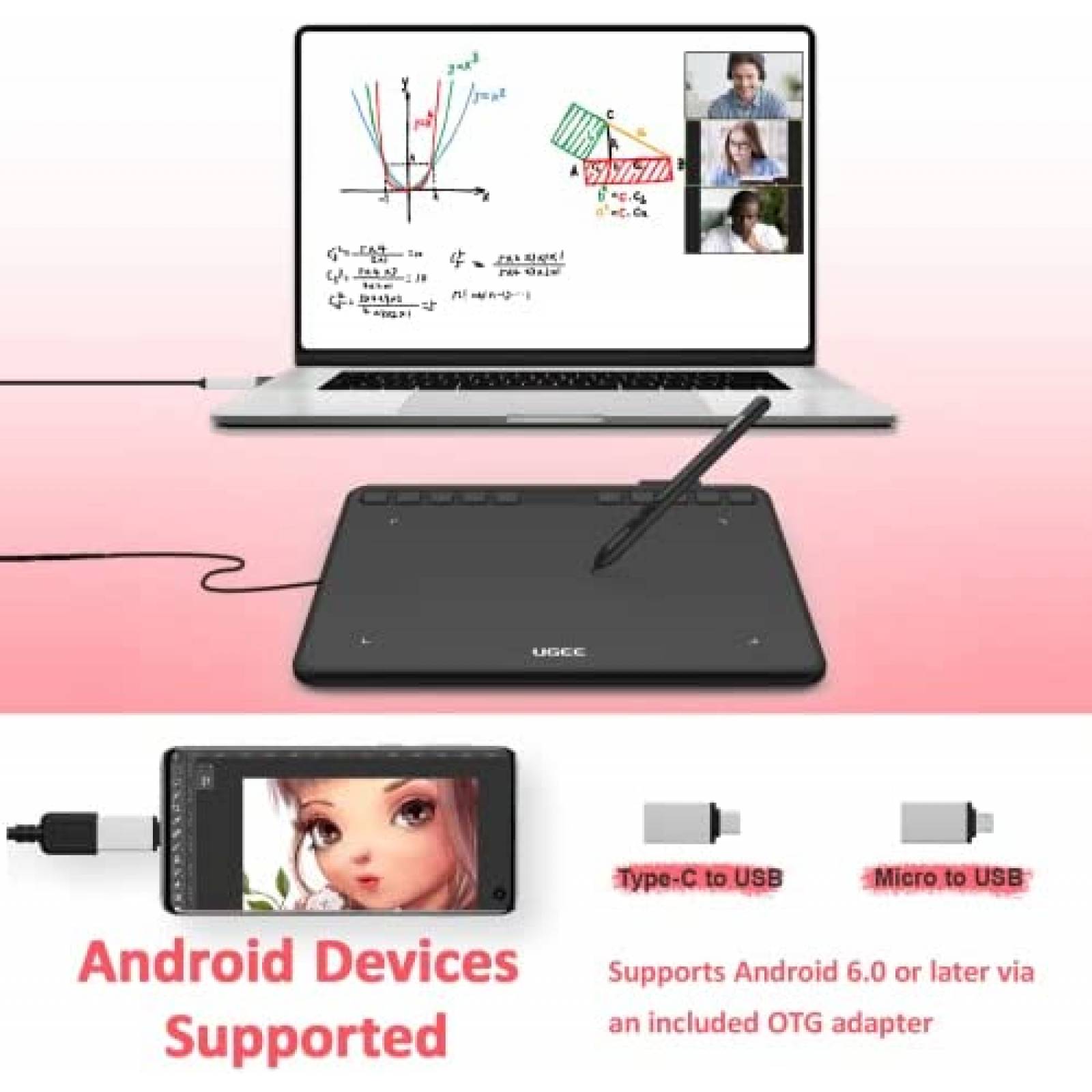 Tablet Grafica UGEE S640 LCD de 6.5'' x 4'' -Negro