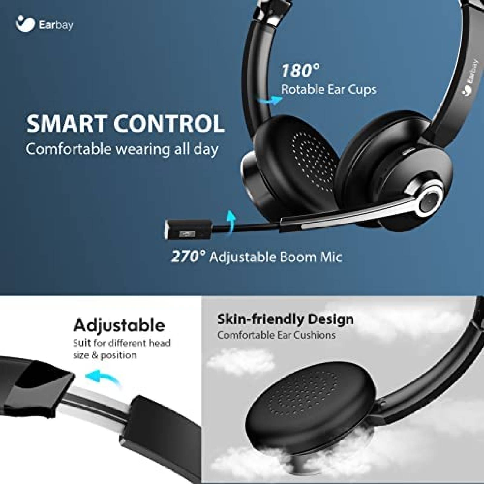 Audifonos Bluetooth Earbay Con Microfono Y Dongle USB -Negro