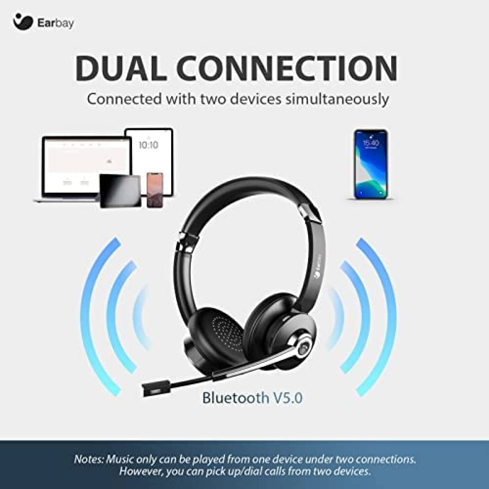 Audifonos Bluetooth Earbay Con Microfono Y Dongle USB -Negro