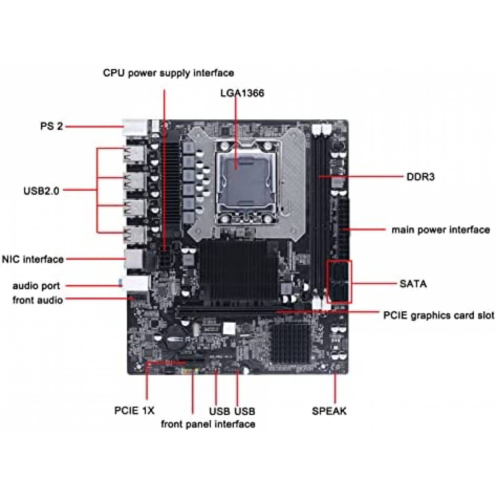 Tarjeta Madre ciciglow X58 Canal Dual DDR3 USB 2.0