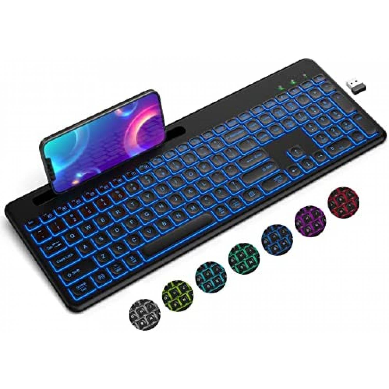 Teclado Inalambrico RGB SABLUTE para PC/Laptop -Negro