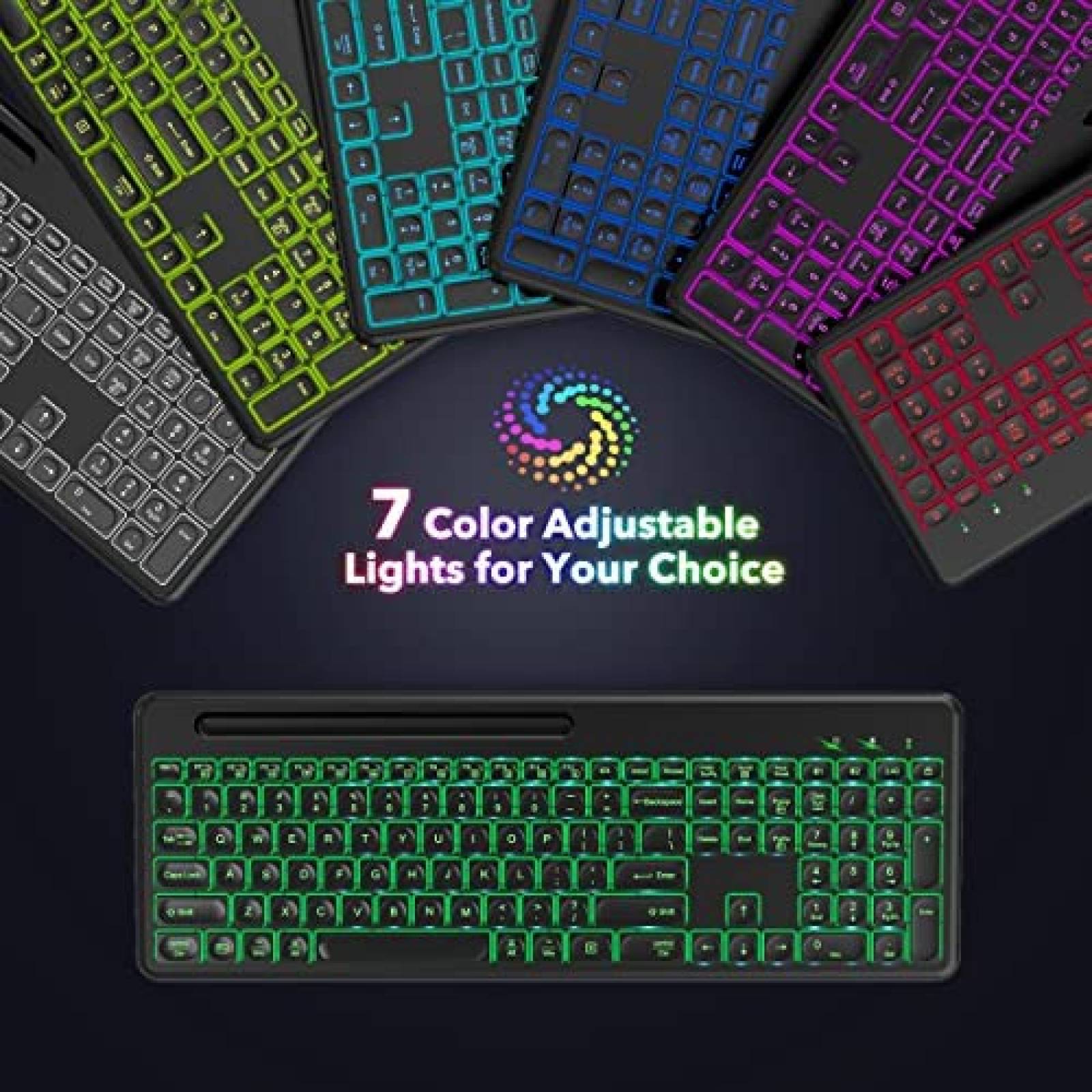 Teclado Inalambrico RGB SABLUTE para PC/Laptop -Negro