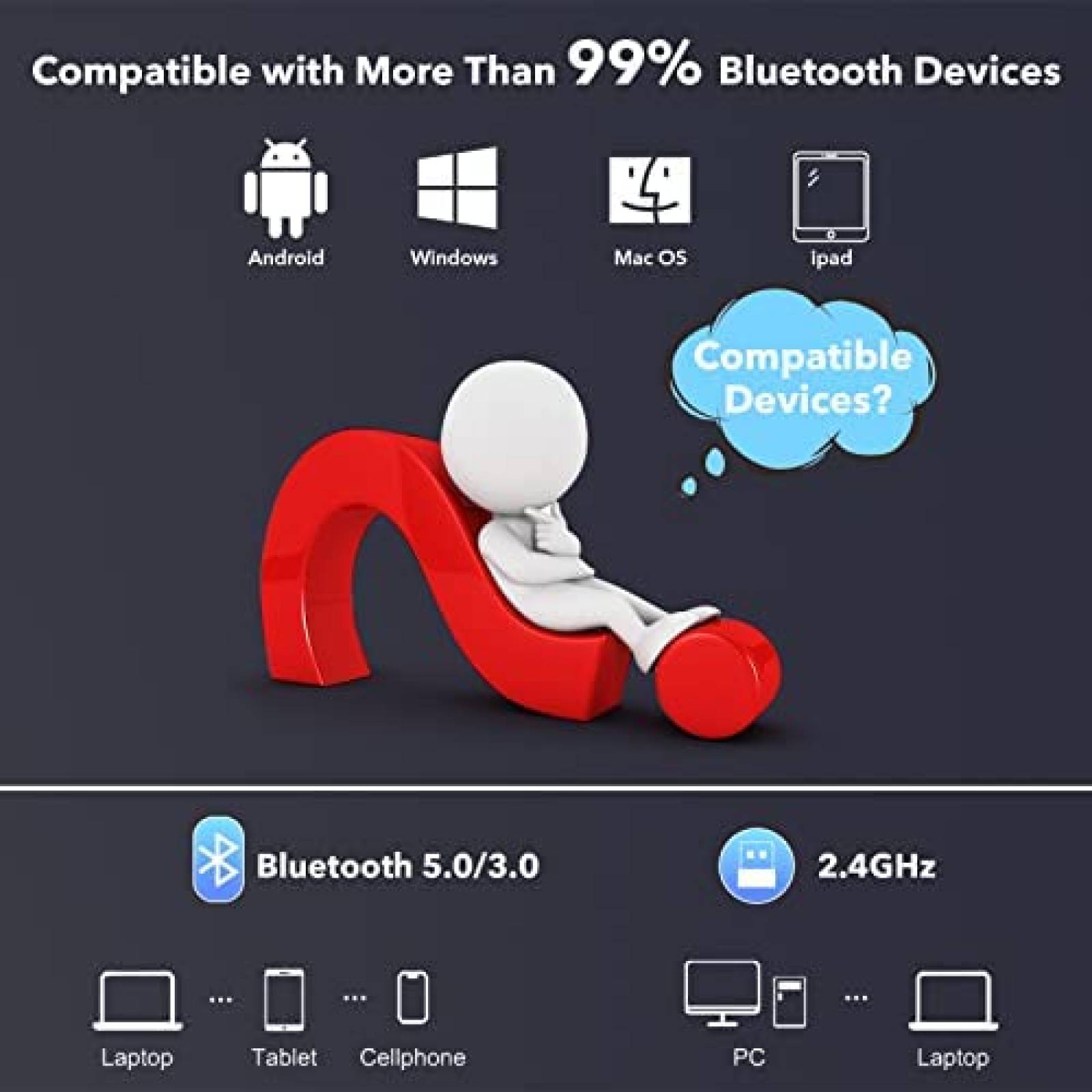 Teclado Inalambrico RGB SABLUTE para PC/Laptop -Negro