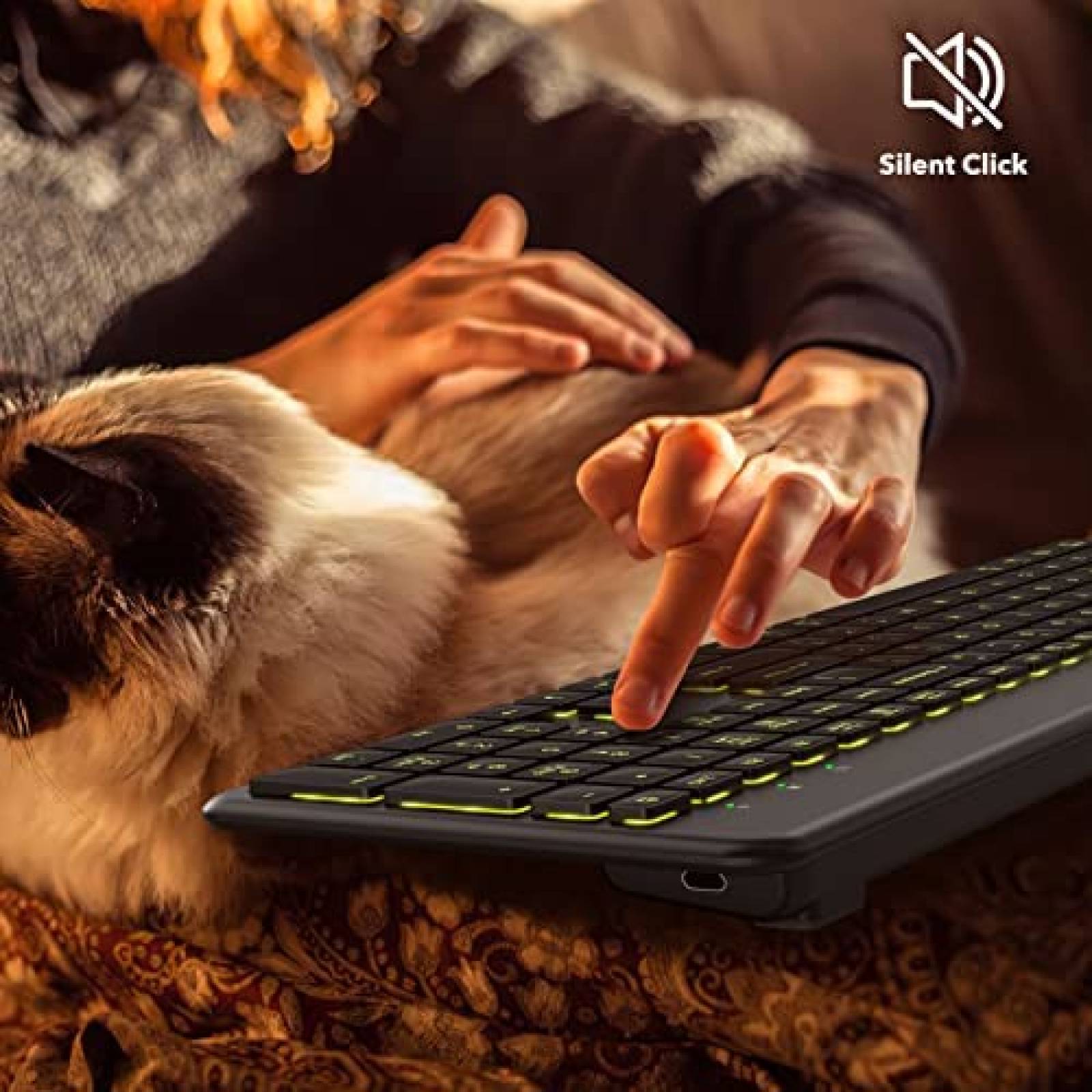 Teclado Inalambrico RGB SABLUTE para PC/Laptop -Negro