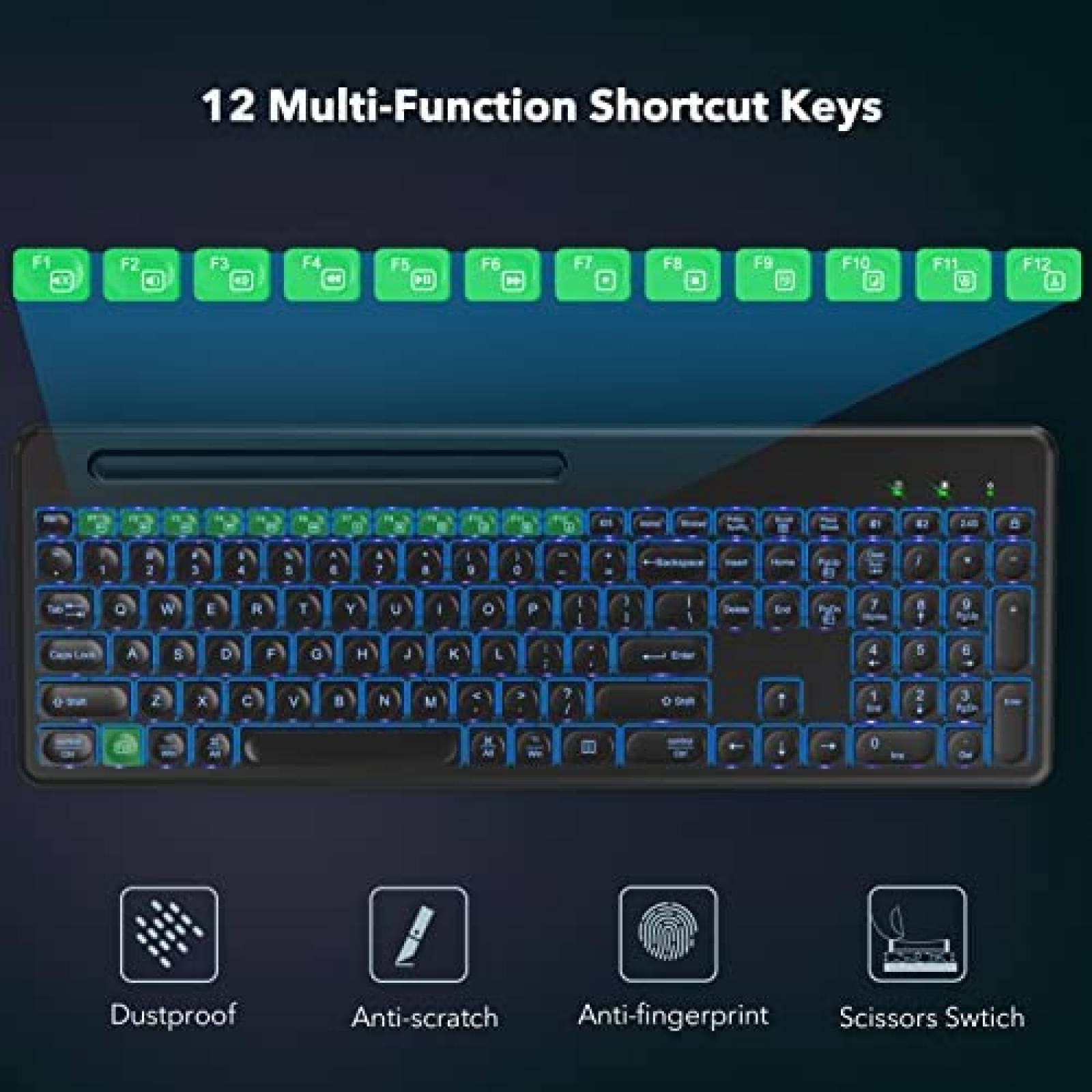 Teclado Inalambrico RGB SABLUTE para PC/Laptop -Negro