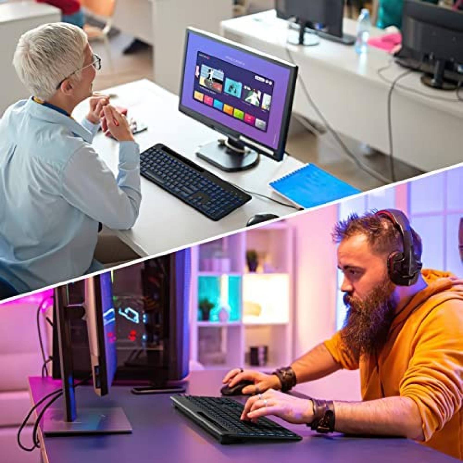 Teclado Inalambrico RGB SABLUTE para PC/Laptop -Negro