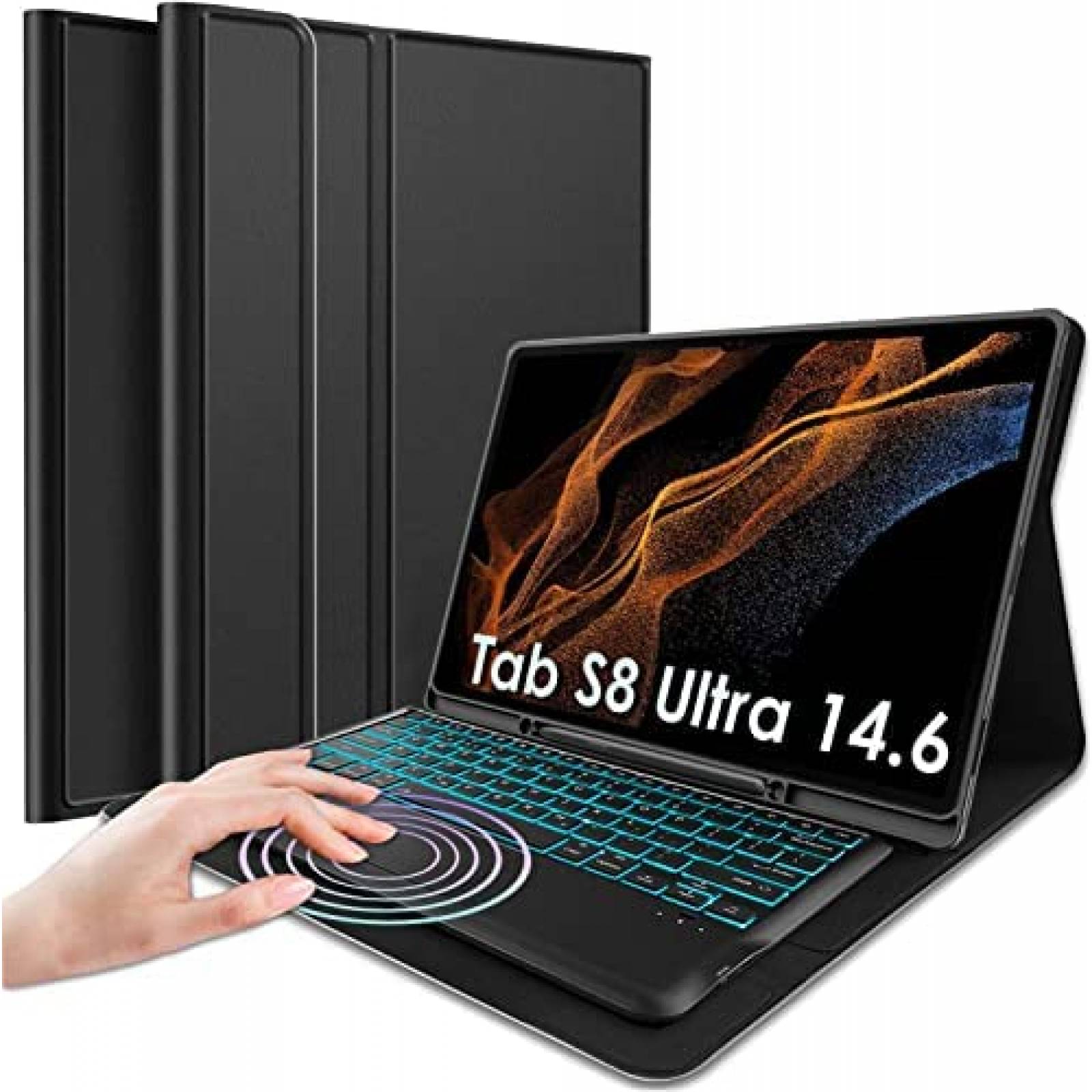 Funda Con Teclado Tactil Nanhent Para Galaxy Tab S8 -Negro