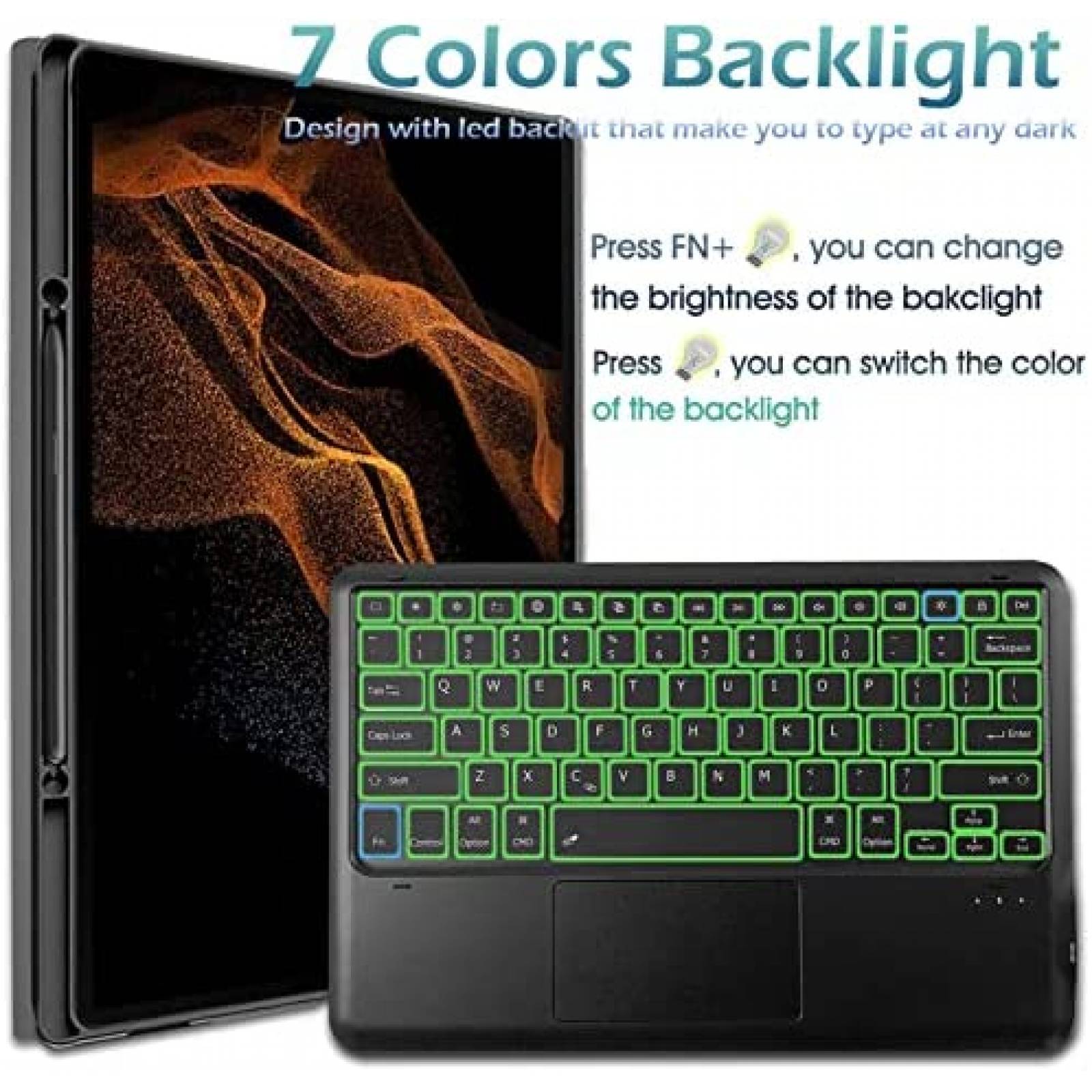 Funda Con Teclado Tactil Nanhent Para Galaxy Tab S8 -Negro
