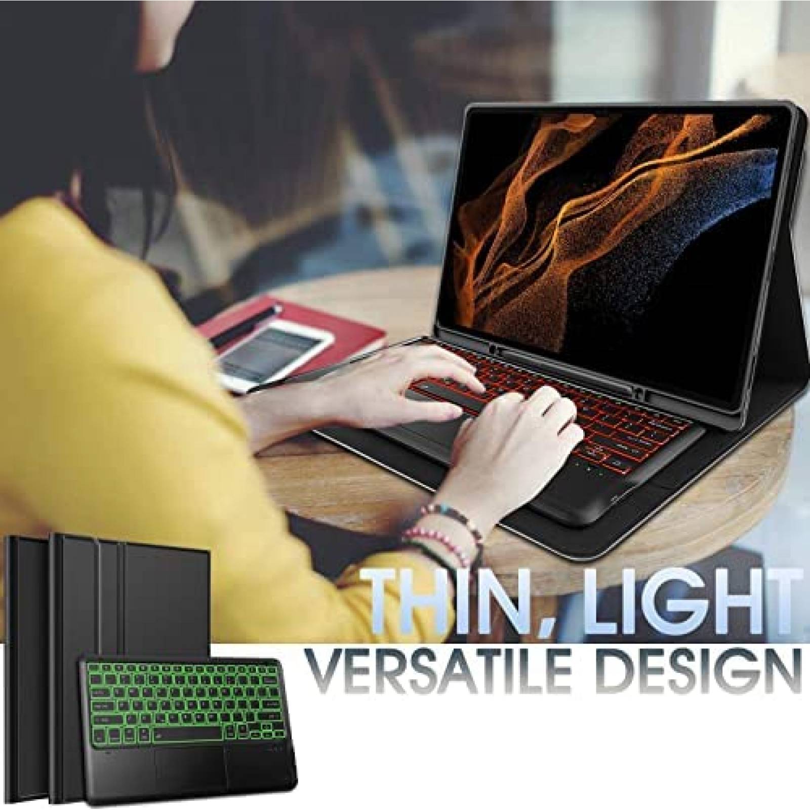 Funda Con Teclado Tactil Nanhent Para Galaxy Tab S8 -Negro