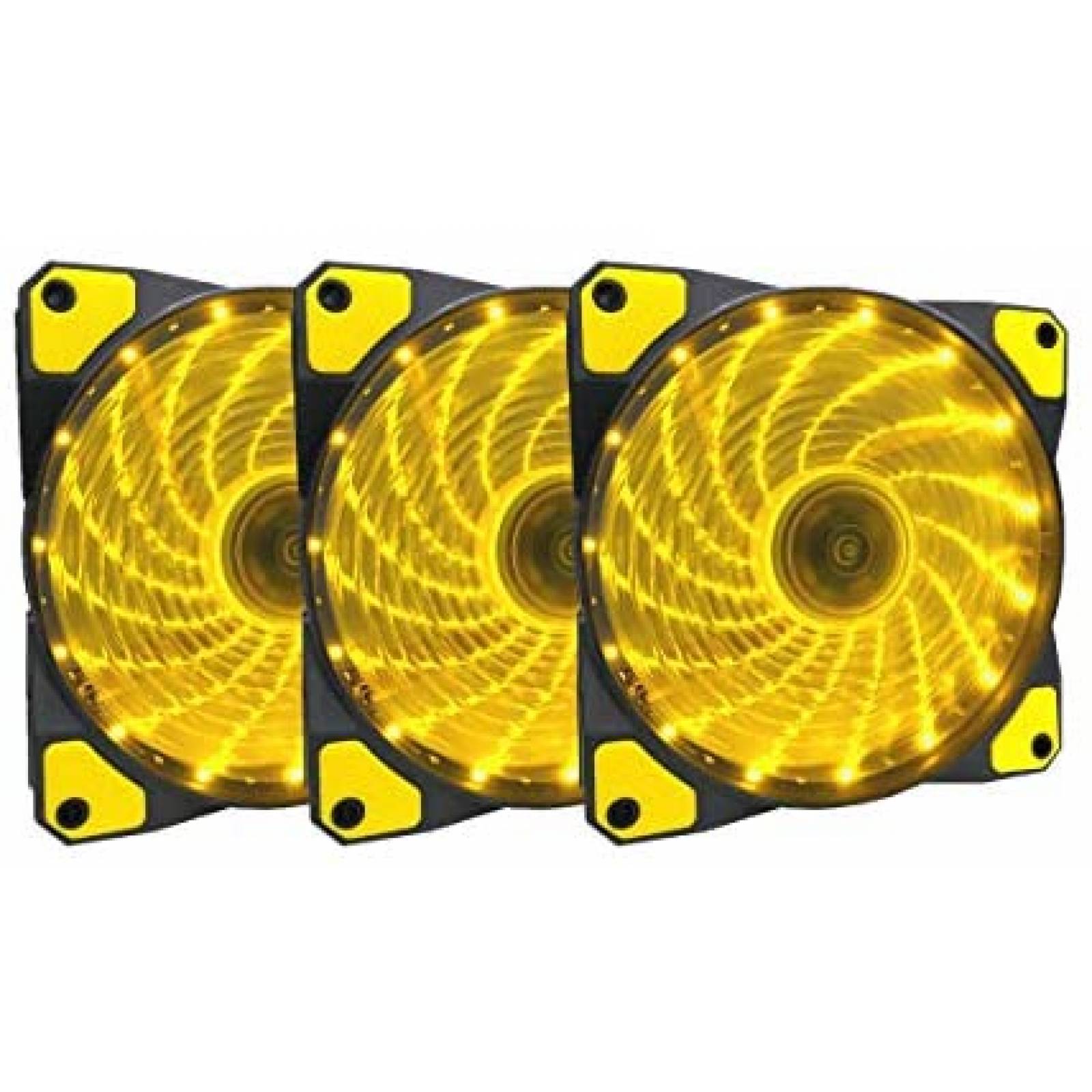 Ventilador para PC Apevia de 120mm LED 3 Piezas -Amarillo