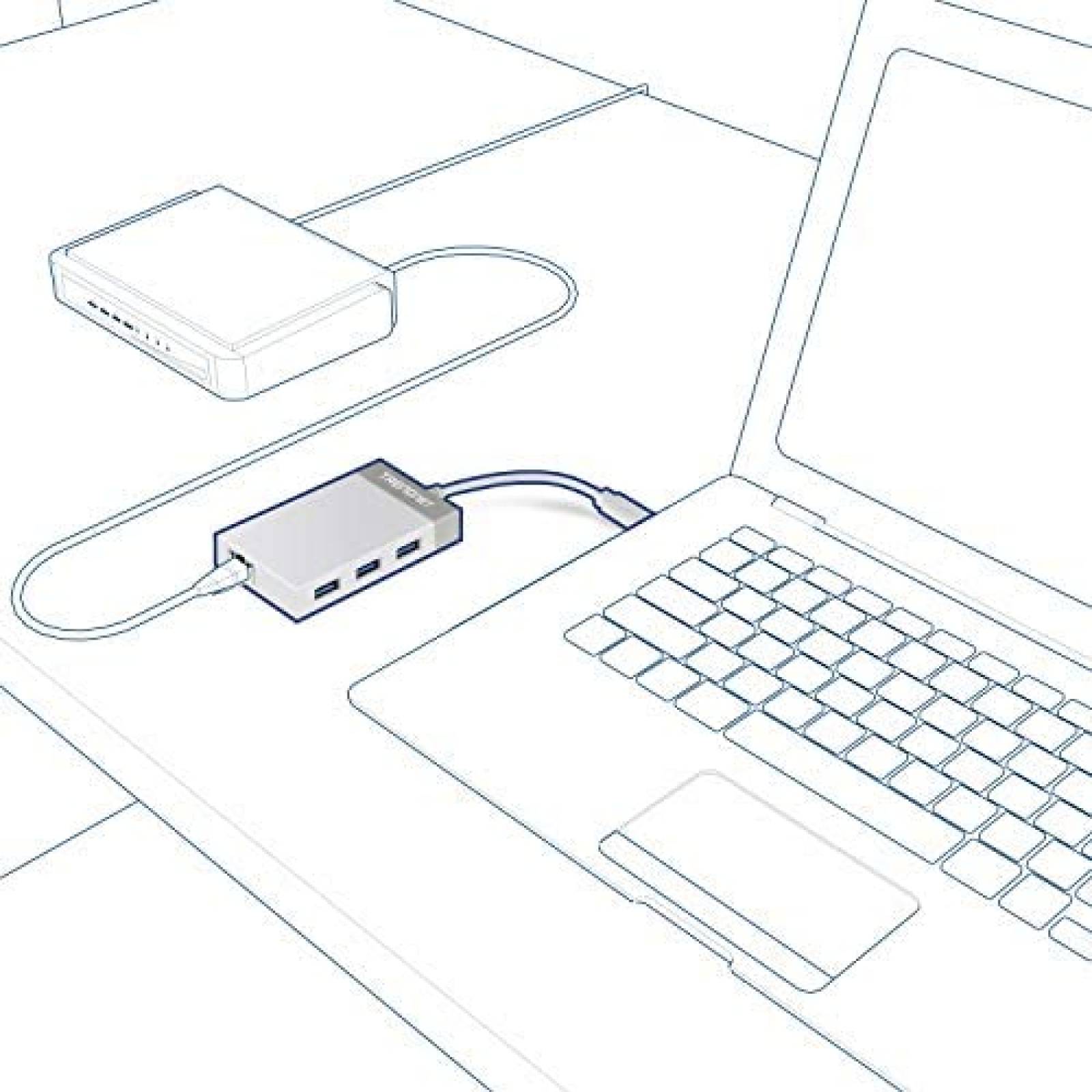 Concentrador adaptador TRENDnet USB-C a Gigabit 12.7cm