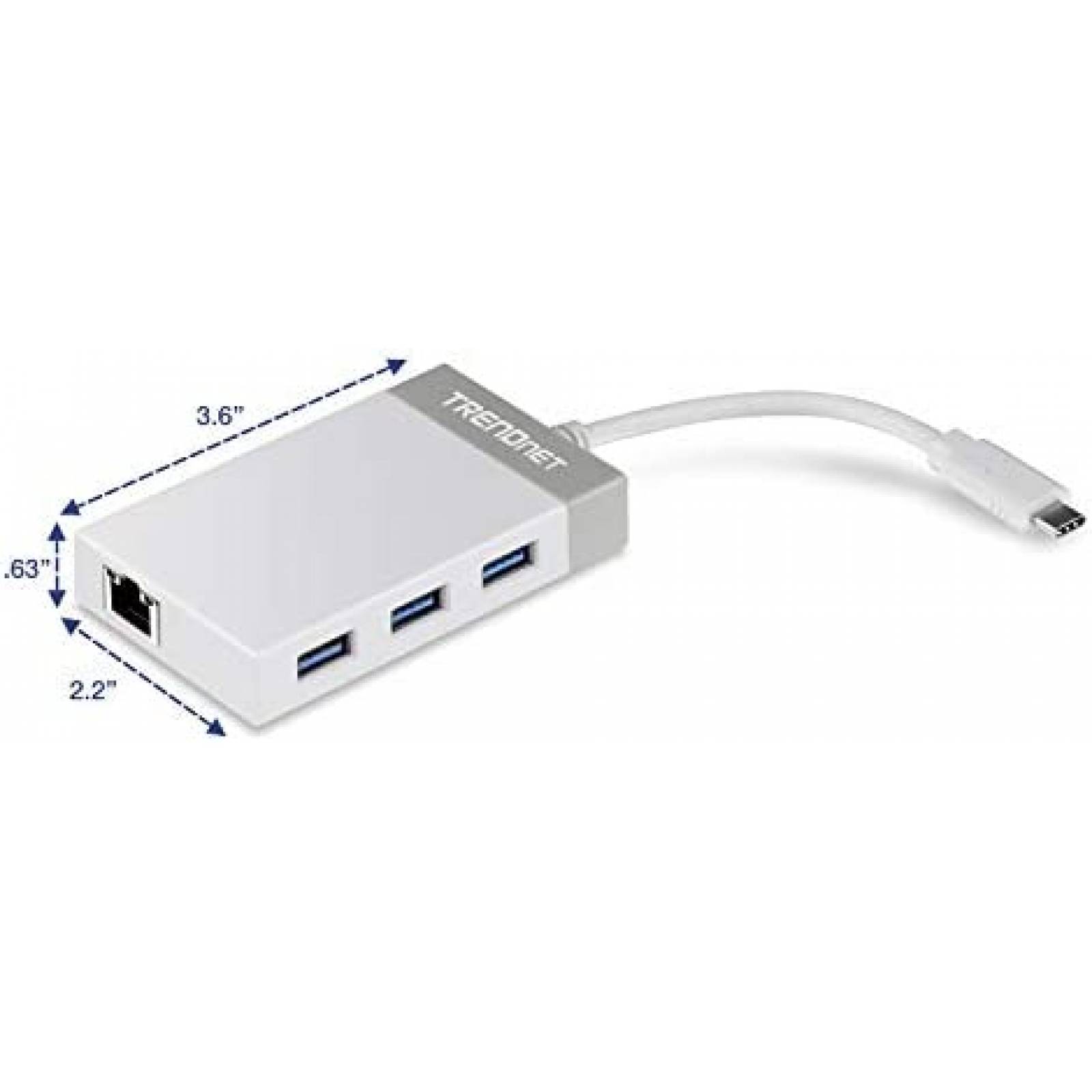 Concentrador adaptador TRENDnet USB-C a Gigabit 12.7cm