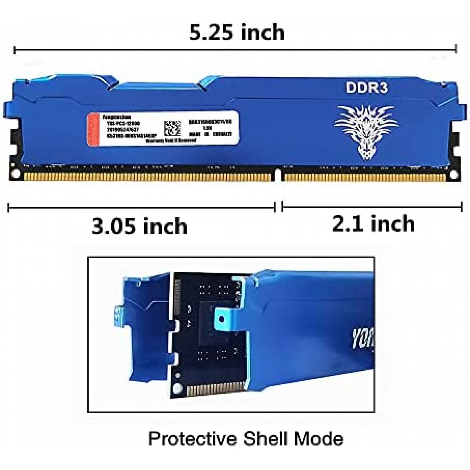 Memoria Yongxinsheng 8GB DDR3 1600MHz 240Pins 1.5V -Azul