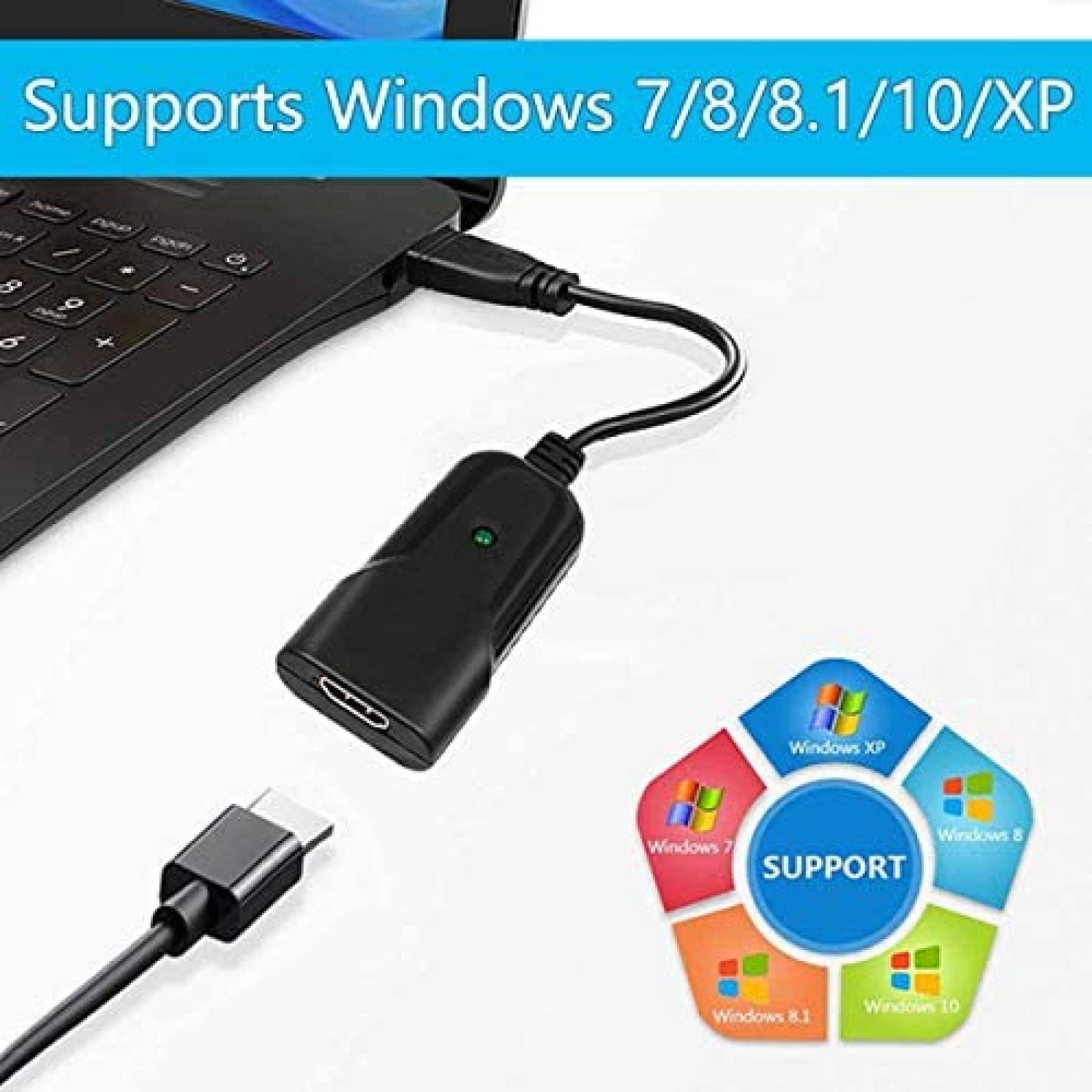 Tarjeta captura video Wiistar HDMI USB 1080p 30fps -Negro