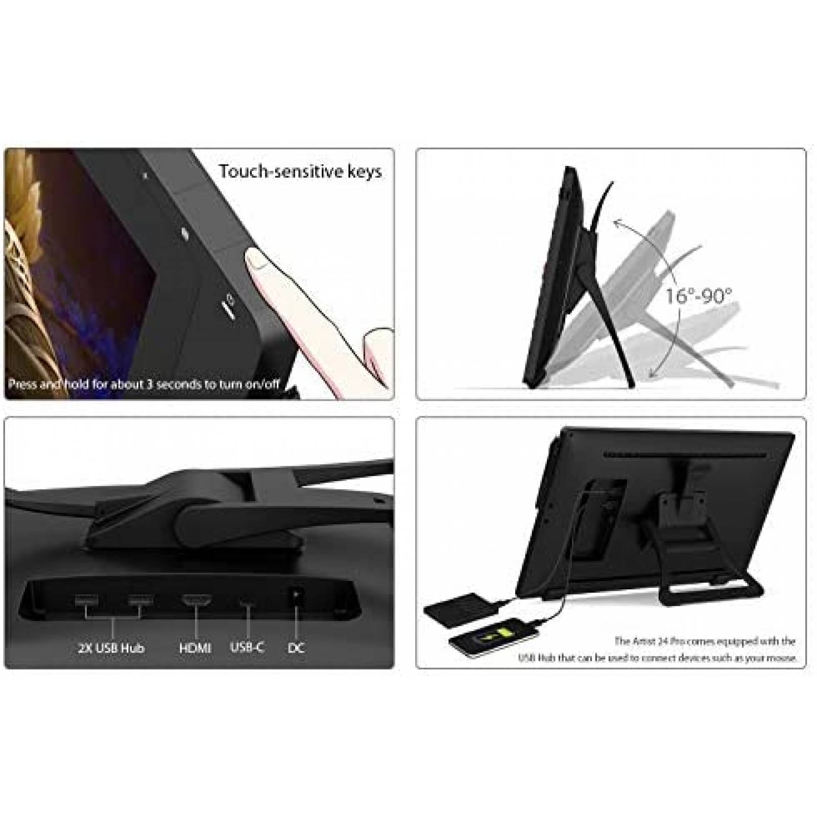 Tableta Dibujo XP-PEN Artist24 Pro 2K 23.8 pulg USB-C -Negro