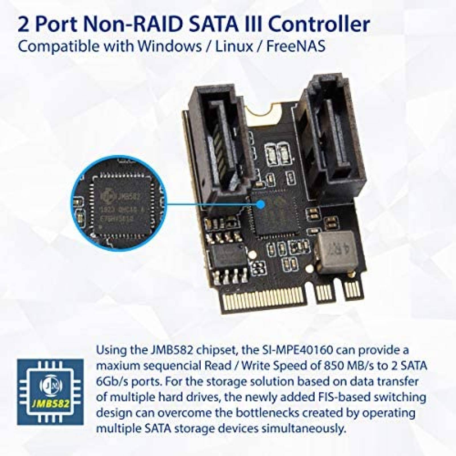 Tarjeta de puerto SCSI IO CREST 2 puertos SATA III 6gb