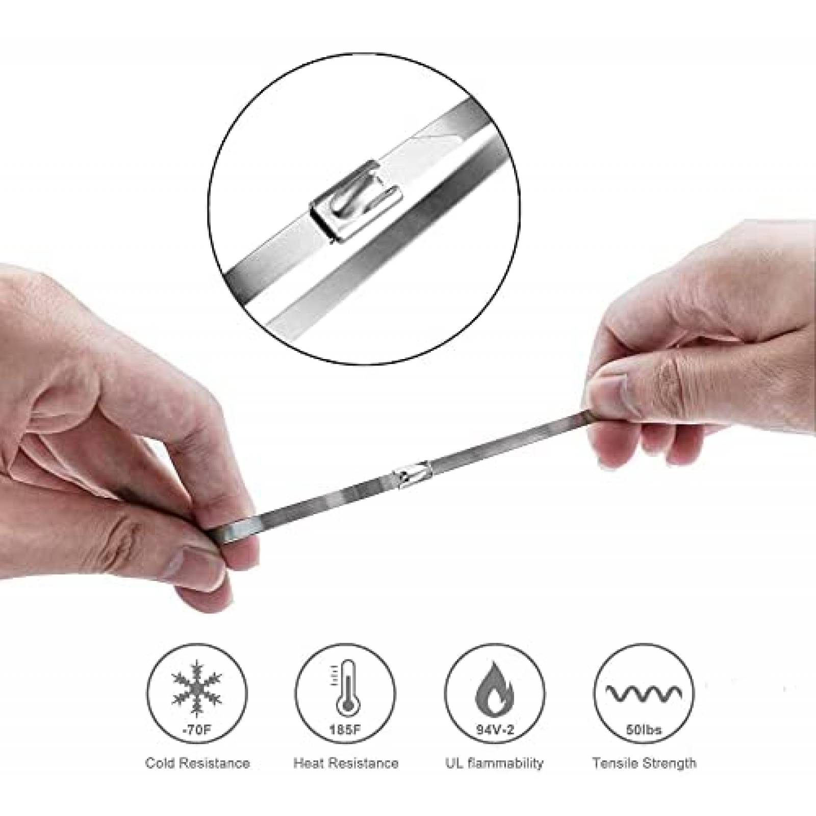 Pack zinchos MAXSELL x304 20" de acero inoxidable -Plateado